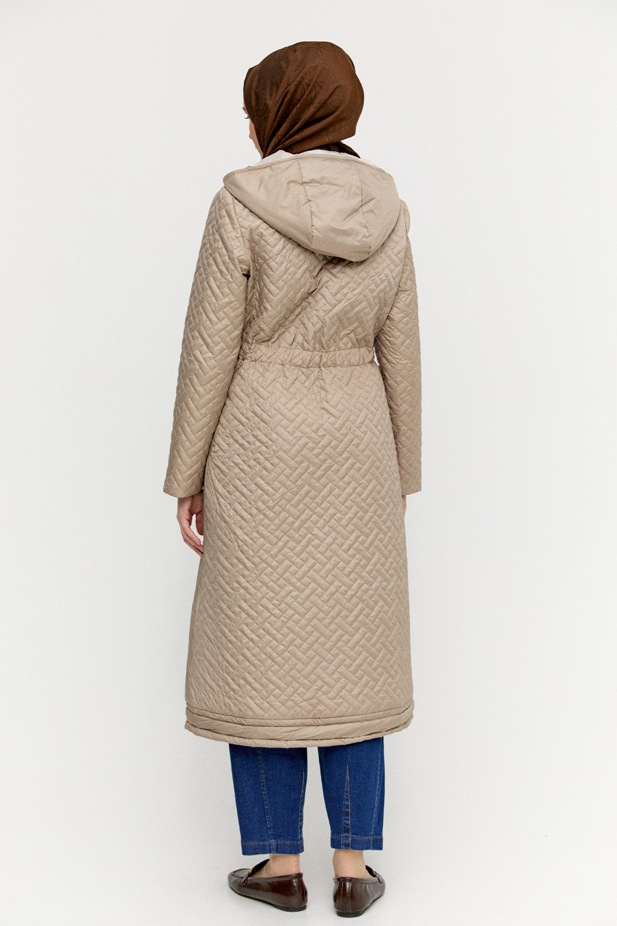 Kapüşonlu Kapitone Kaban, Tesettür Giyim