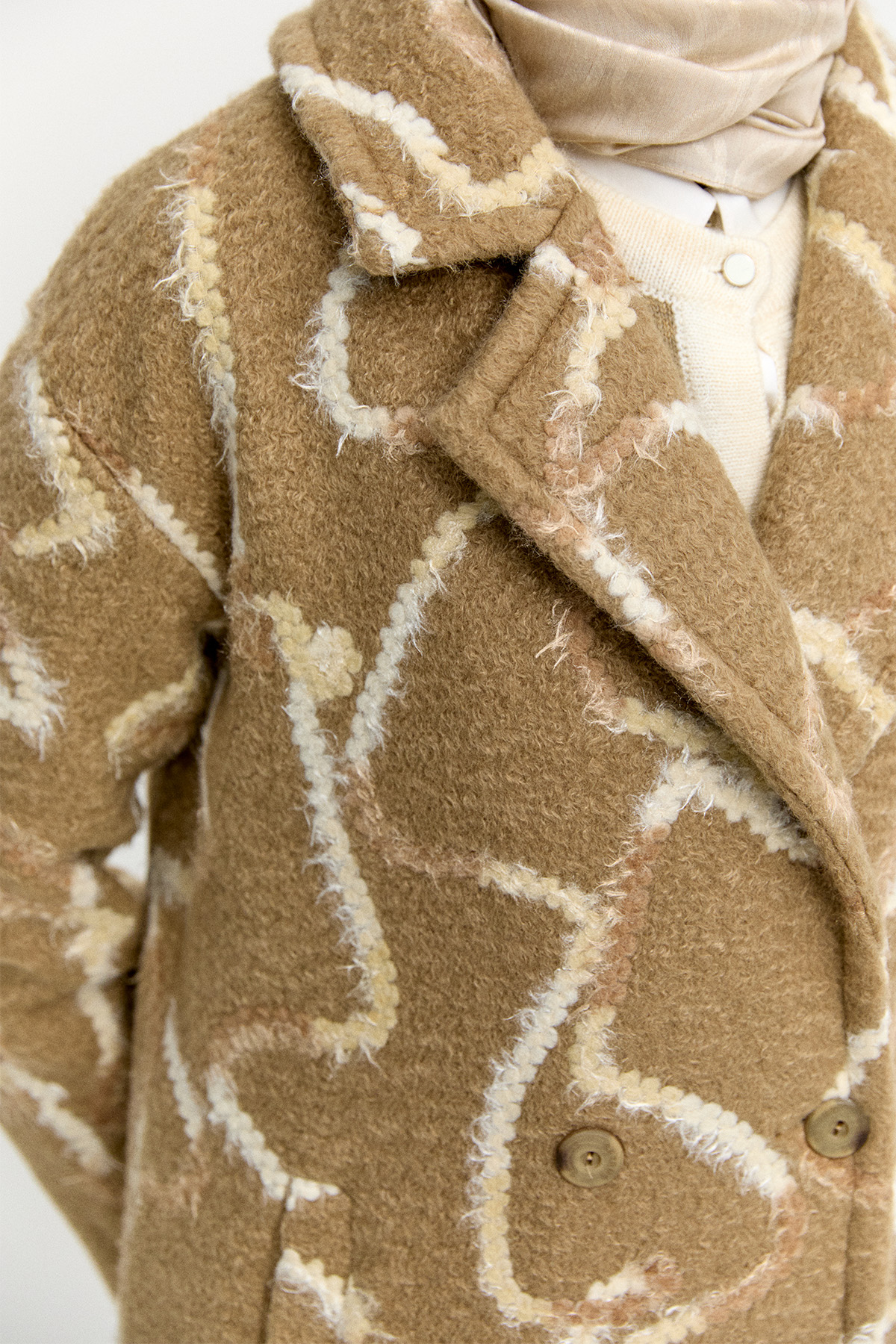 Desenli Oversize Kruvaze Kaban, Tesettür Giyim