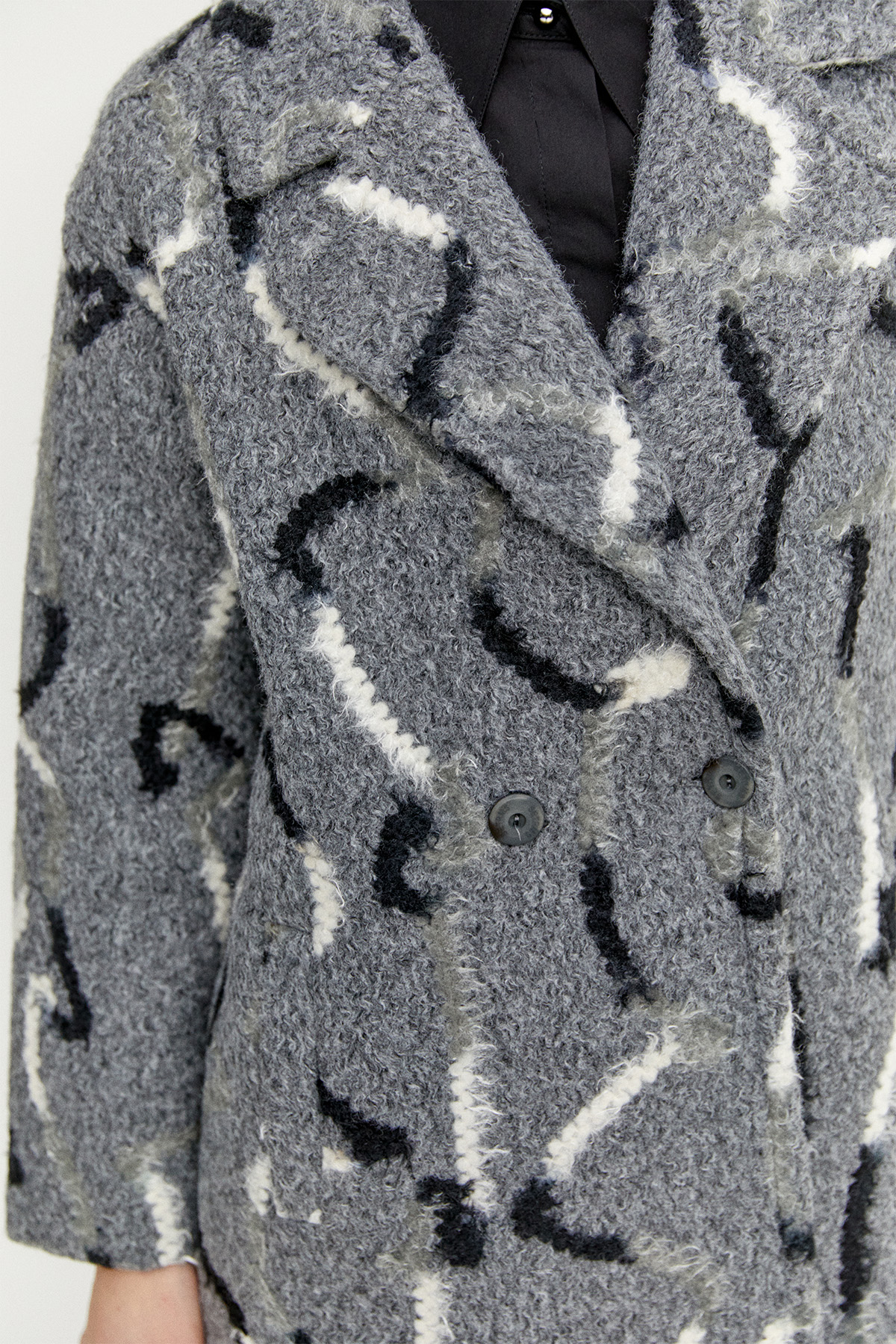 Desenli Oversize Kruvaze Kaban, Tesettür Giyim