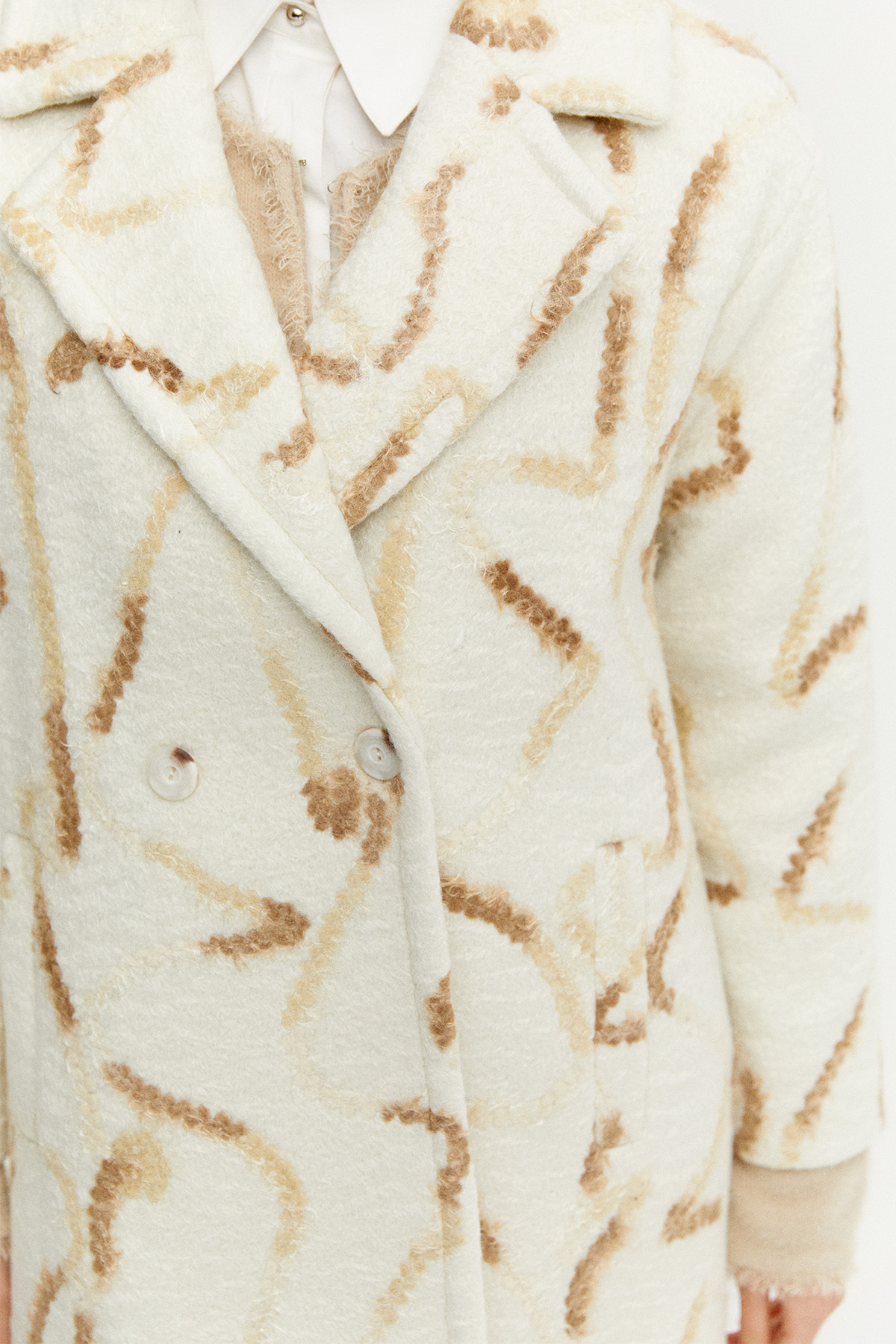 Desenli Oversize Kruvaze Kaban, Tesettür Giyim