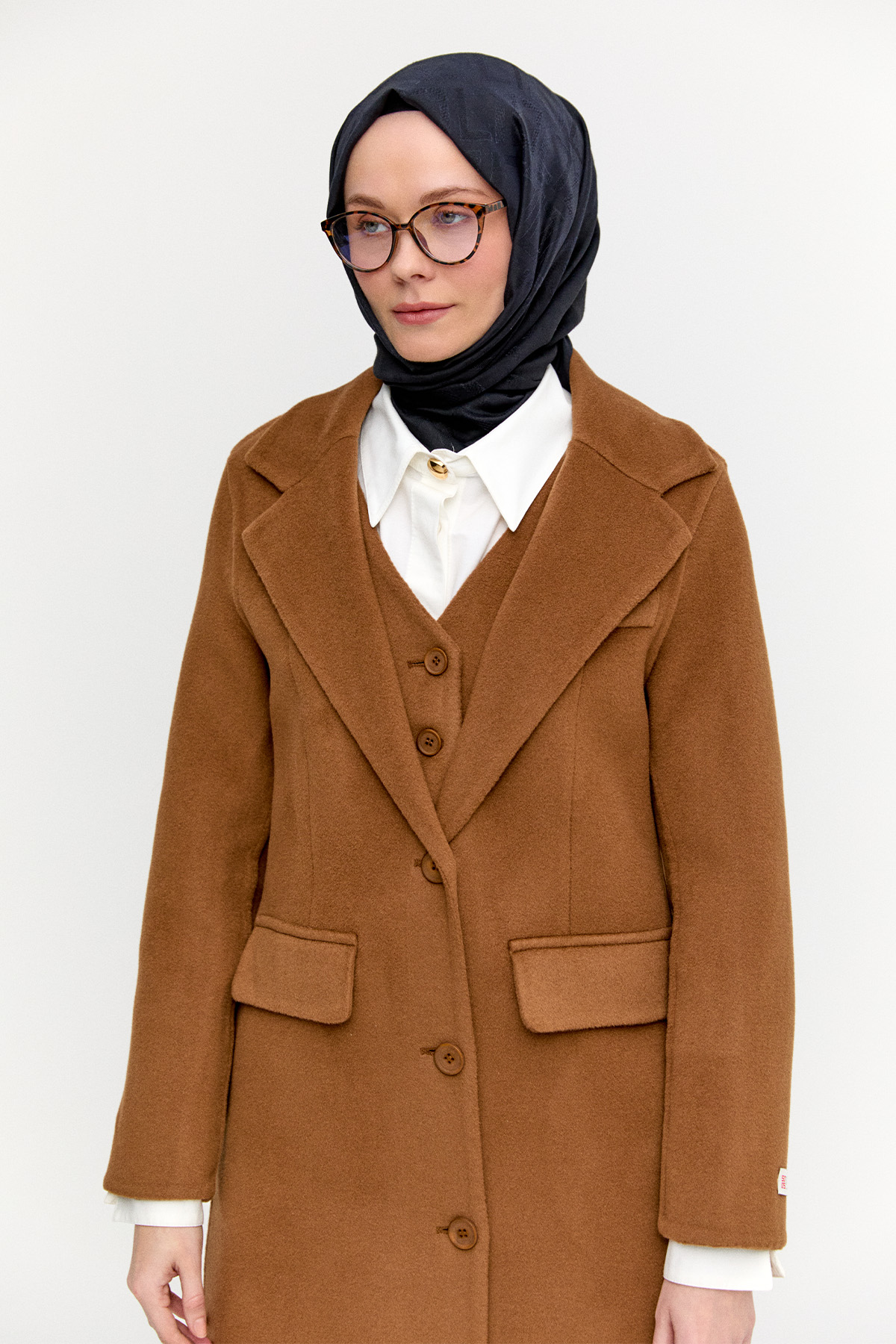 Yelekli Yün Premium Kaban, Tesettür Giyim