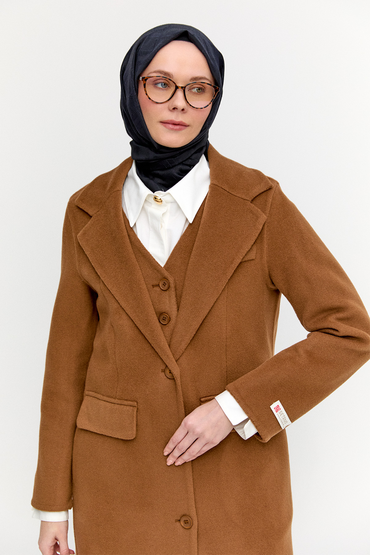 Yelekli Yün Premium Kaban, Tesettür Giyim