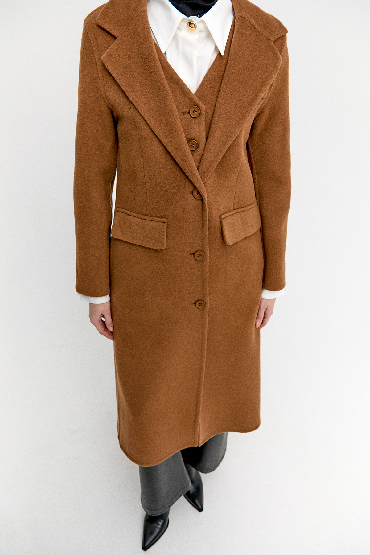 Yelekli Yün Premium Kaban, Tesettür Giyim