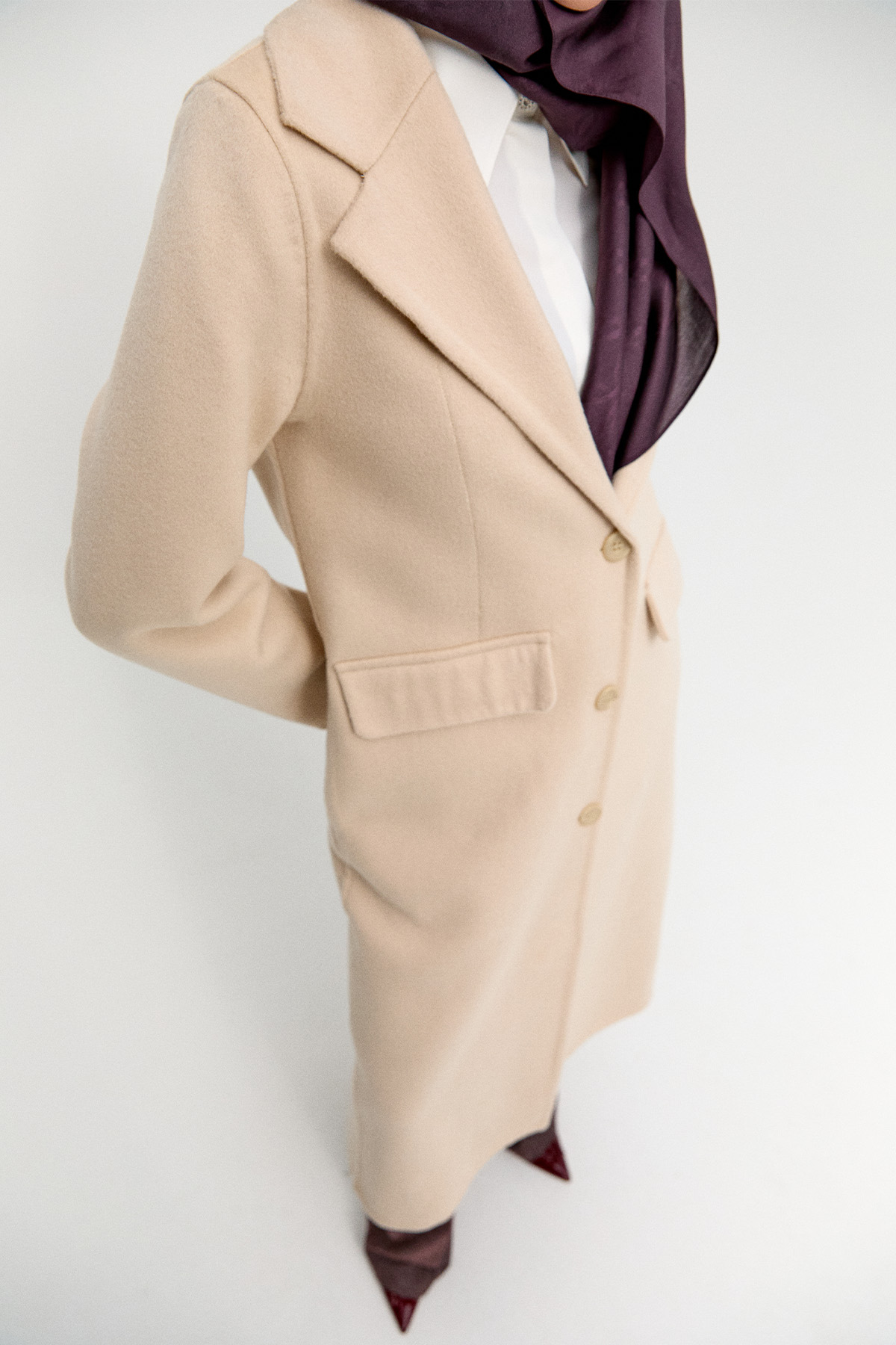 Yelekli Yün Premium Kaban, Tesettür Giyim