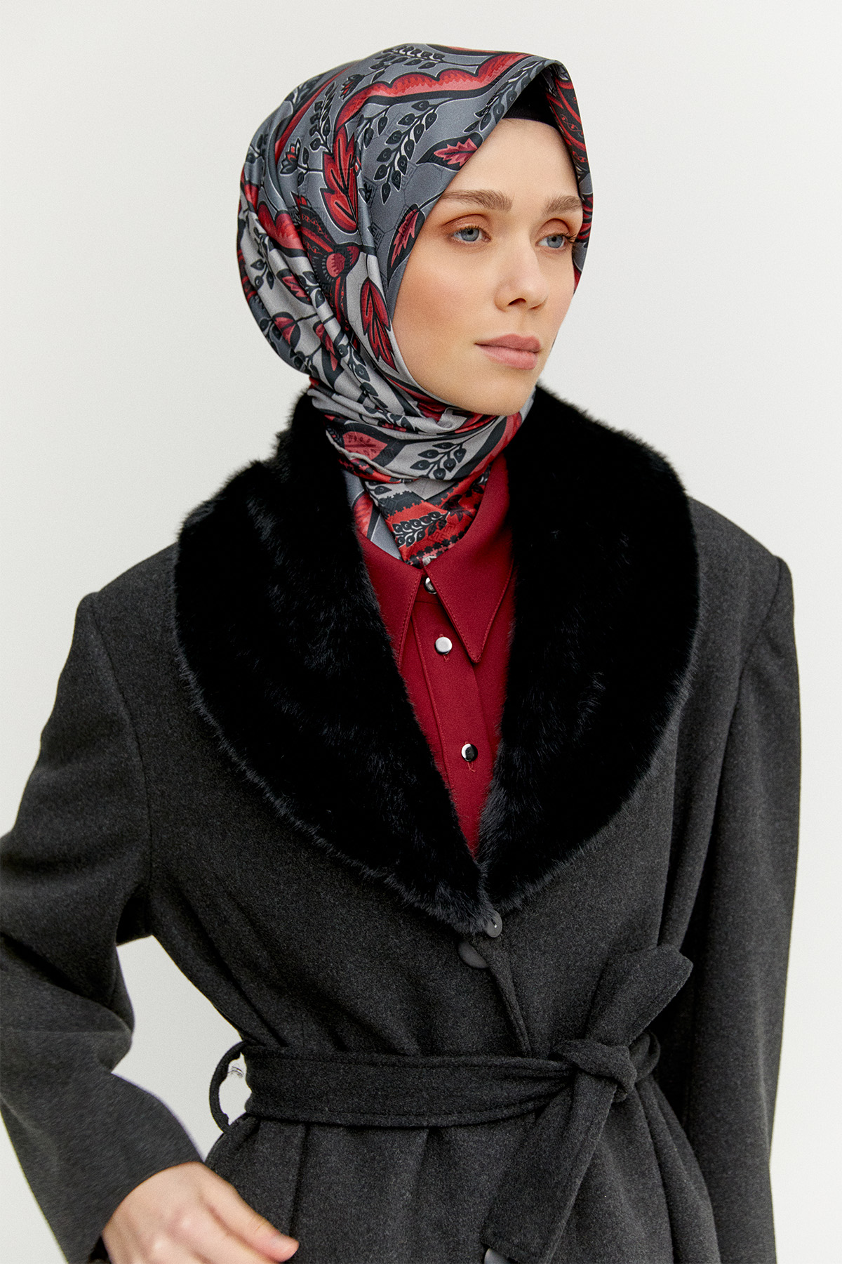 Kuşaklı Büyük Beden Manto, Tesettür Giyim