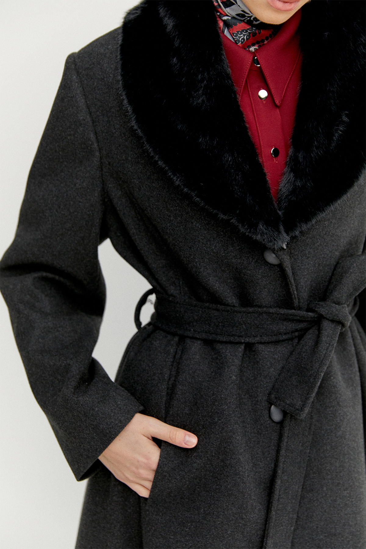 Kuşaklı Büyük Beden Manto, Tesettür Giyim