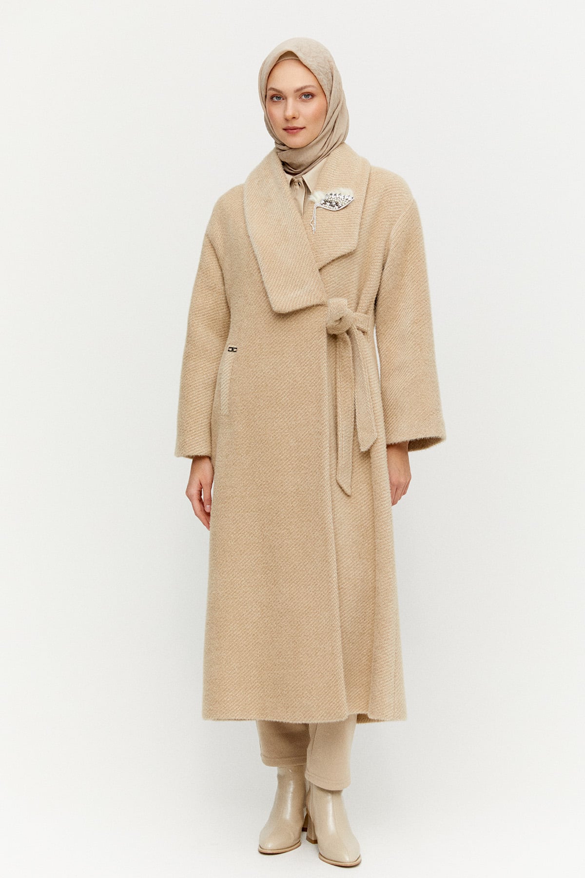 Asimetrik Yaka Oversize Manto, Tesettür Giyim