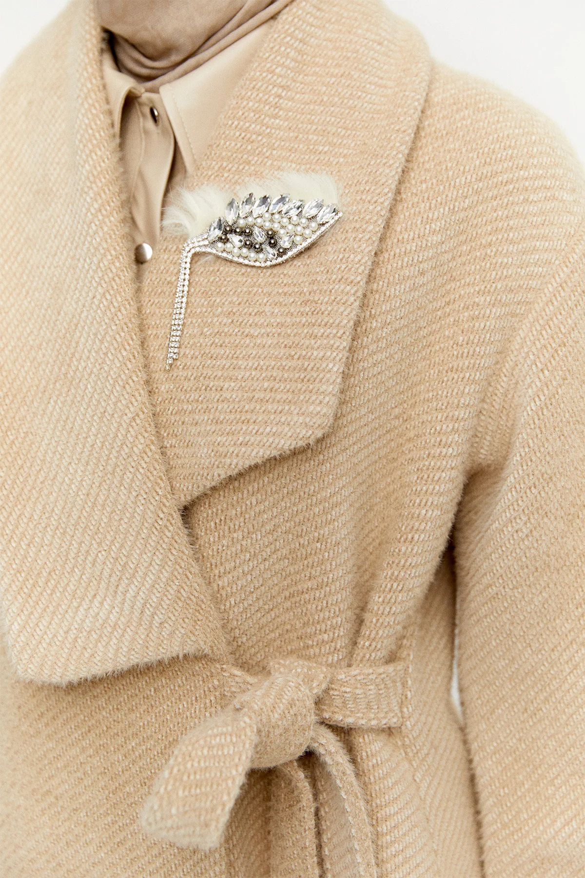 Asimetrik Yaka Oversize Manto, Tesettür Giyim