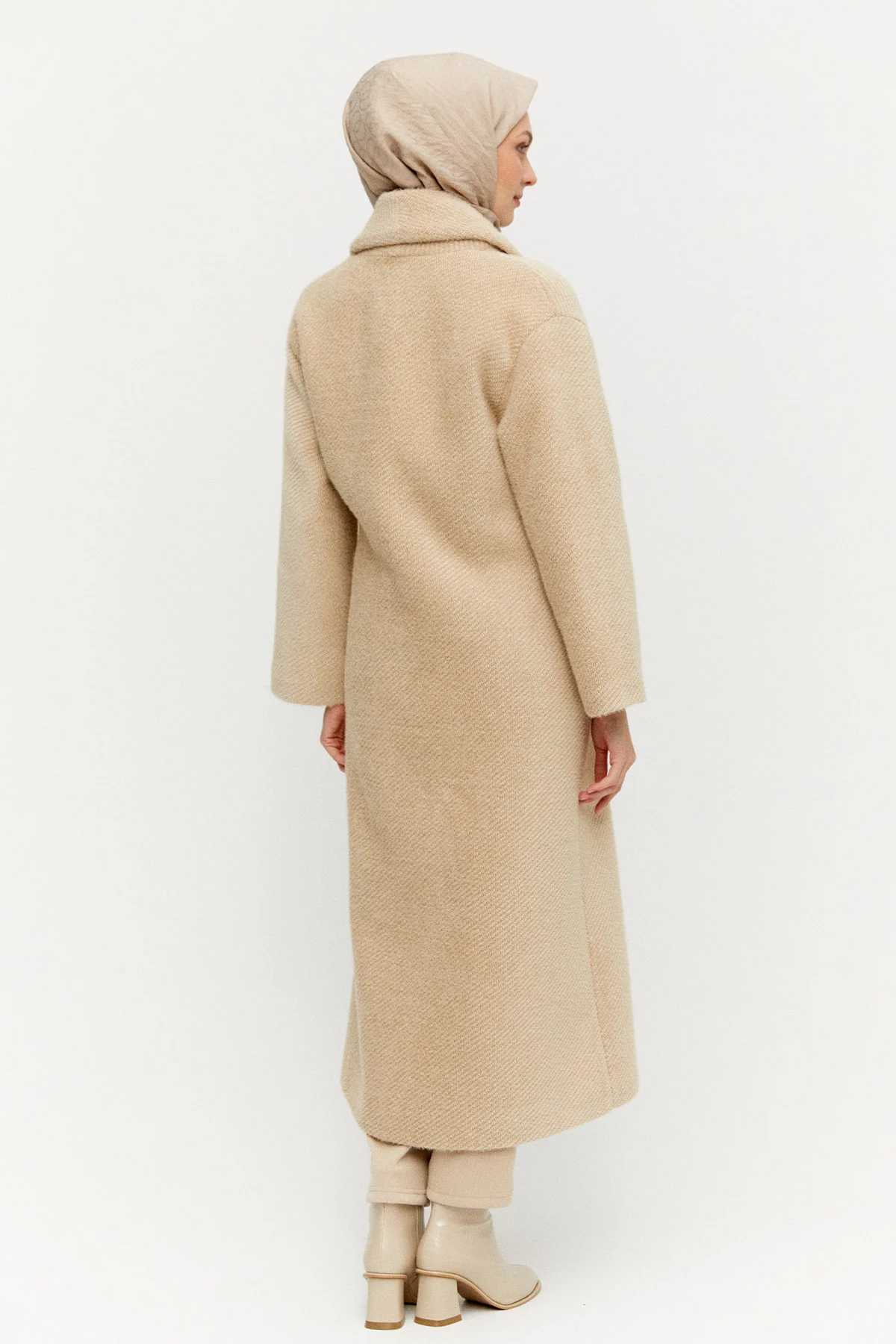 Asimetrik Yaka Oversize Manto, Tesettür Giyim