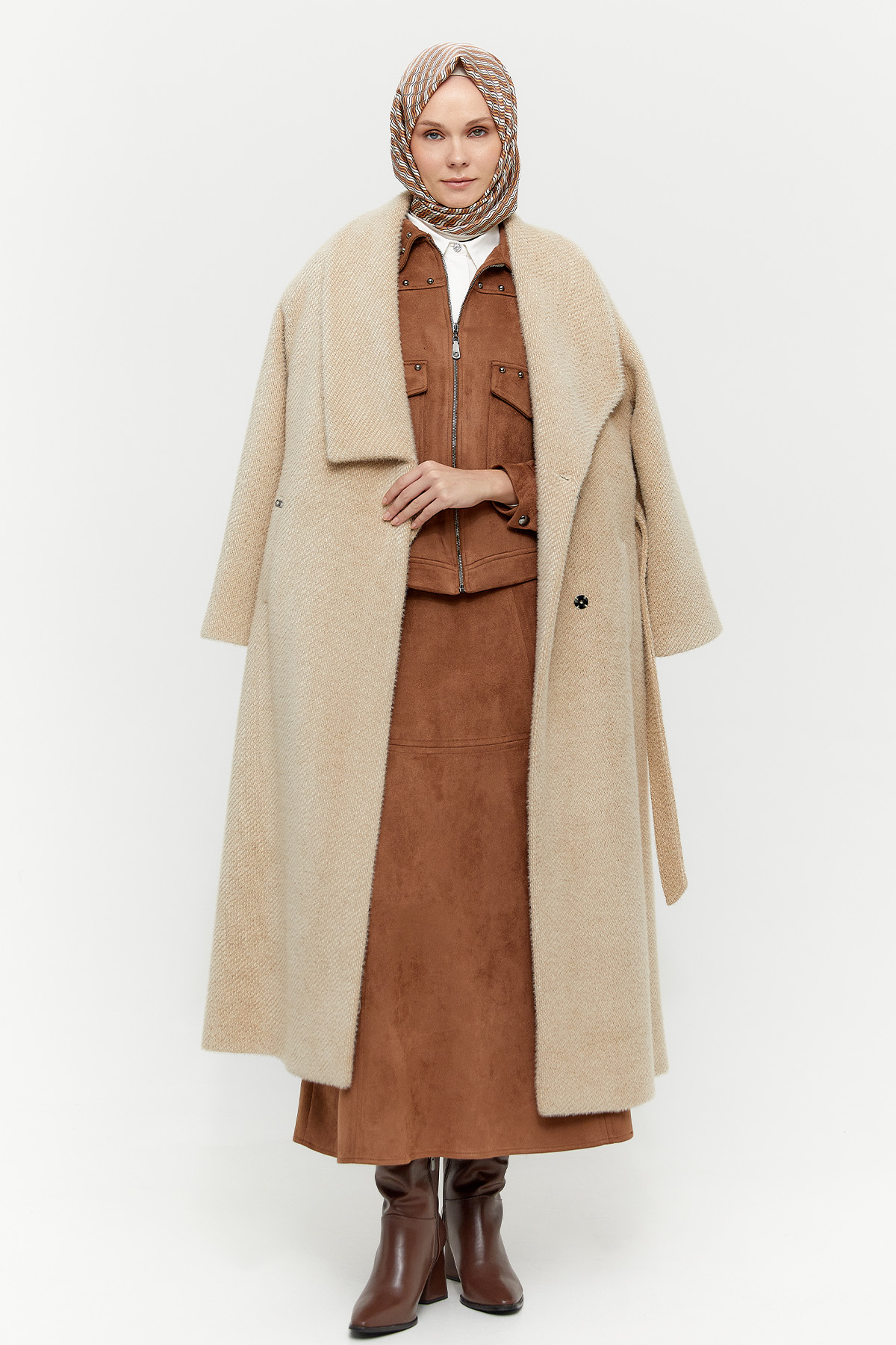 Asimetrik Yaka Oversize Manto