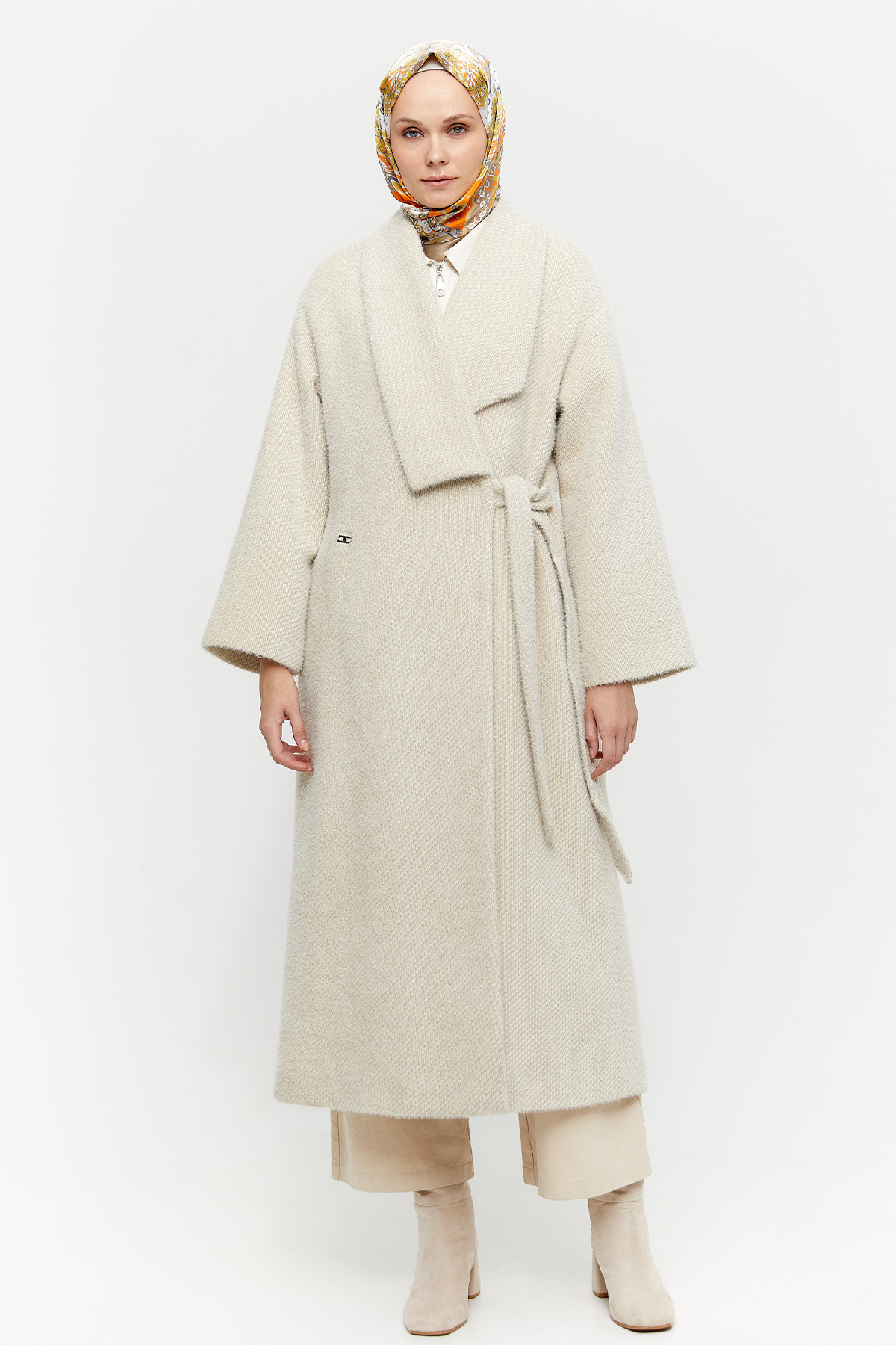 Asimetrik Yaka Oversize Manto