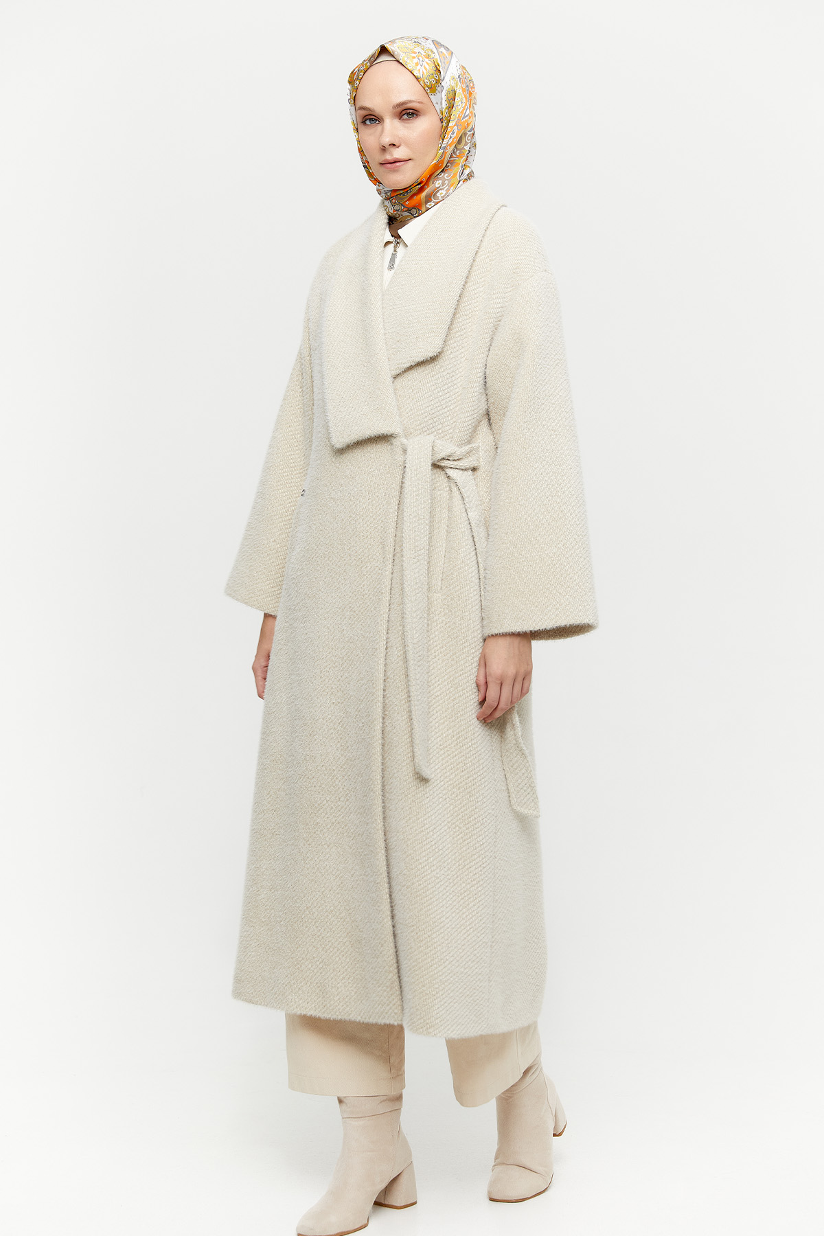 Asimetrik Yaka Oversize Manto