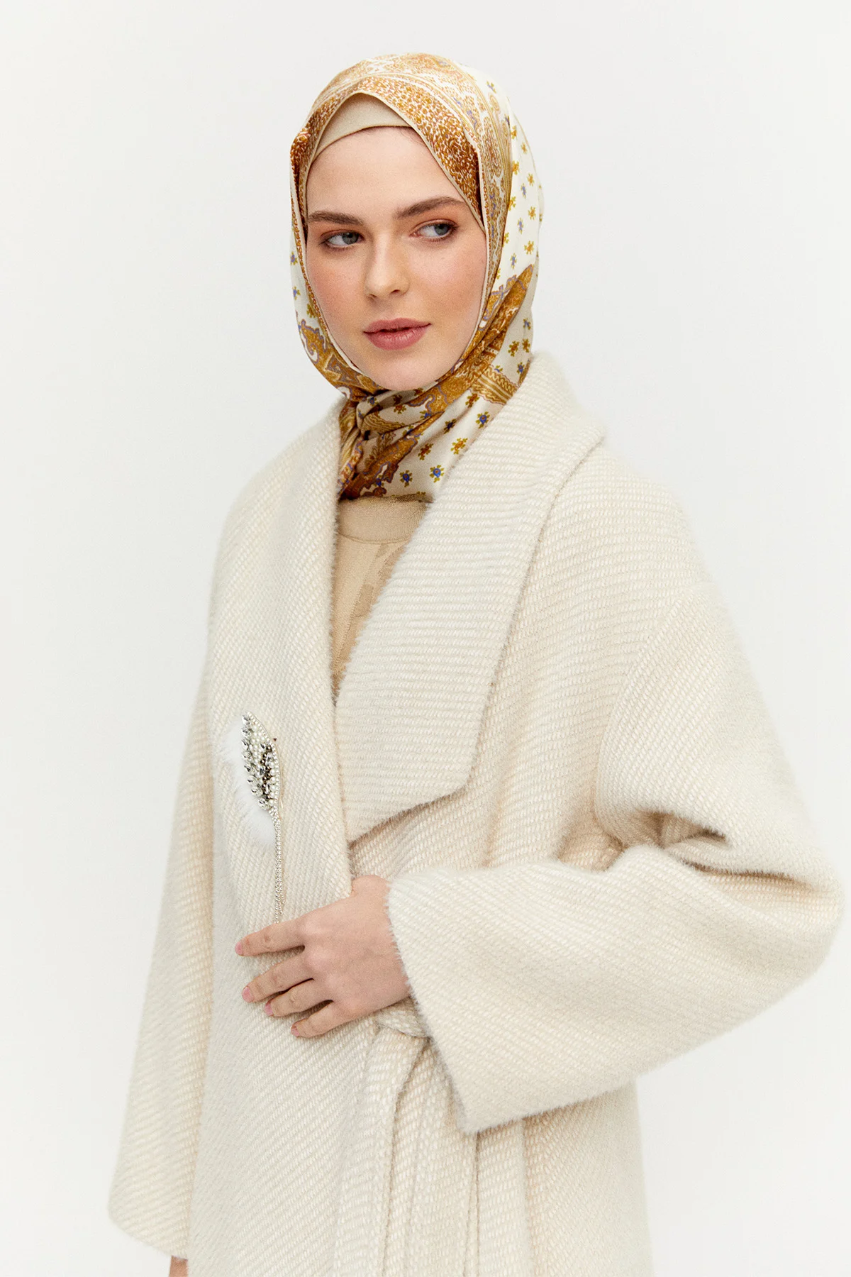 Asimetrik Yaka Oversize Manto, Tesettür Giyim