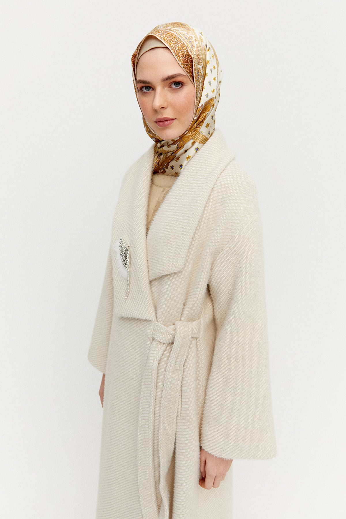 Asimetrik Yaka Oversize Manto, Tesettür Giyim