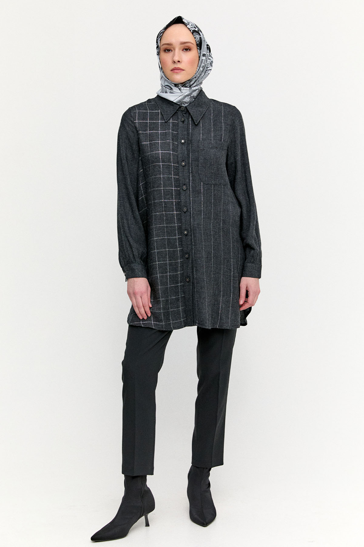 Yüksek Bel Dar Paça Şık Kumaş Pantolon, Tesettür Giyim