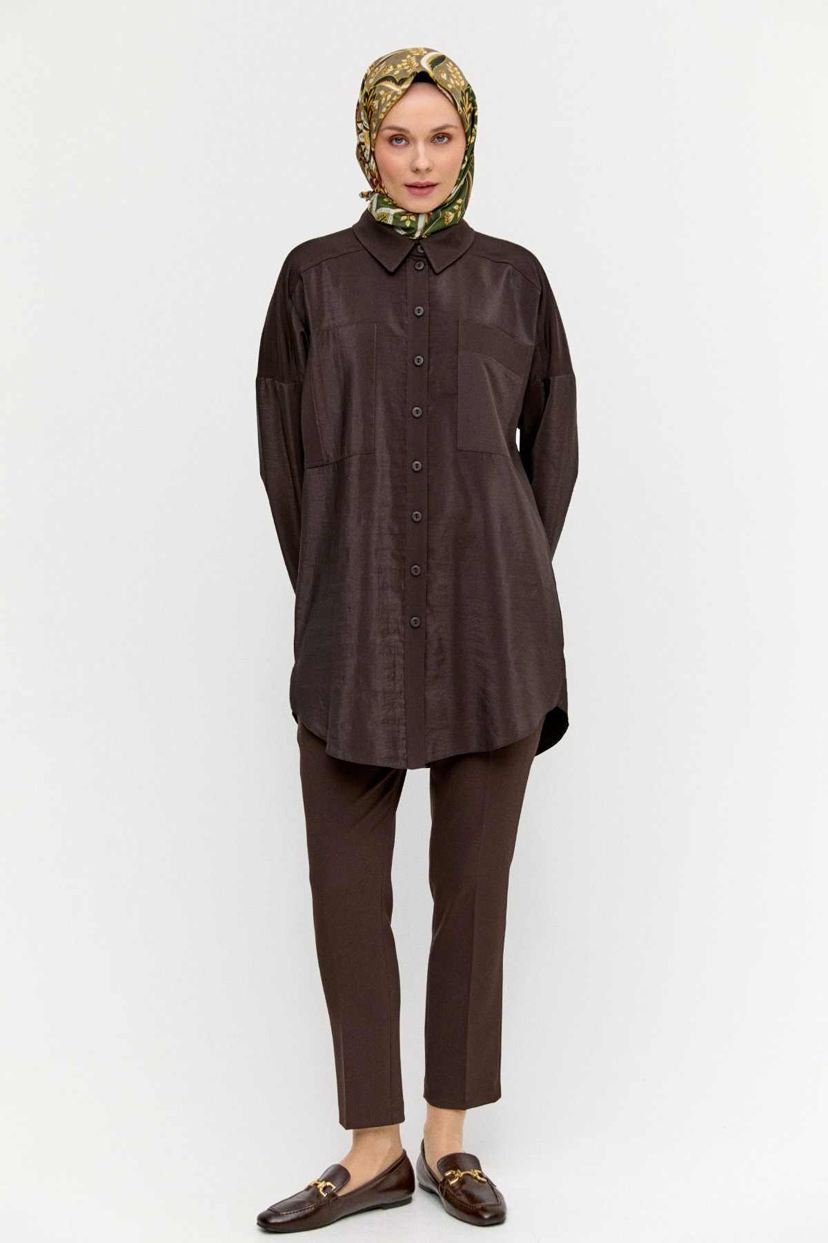 Yüksek Bel Dar Paça Şık Kumaş Pantolon, Tesettür Giyim