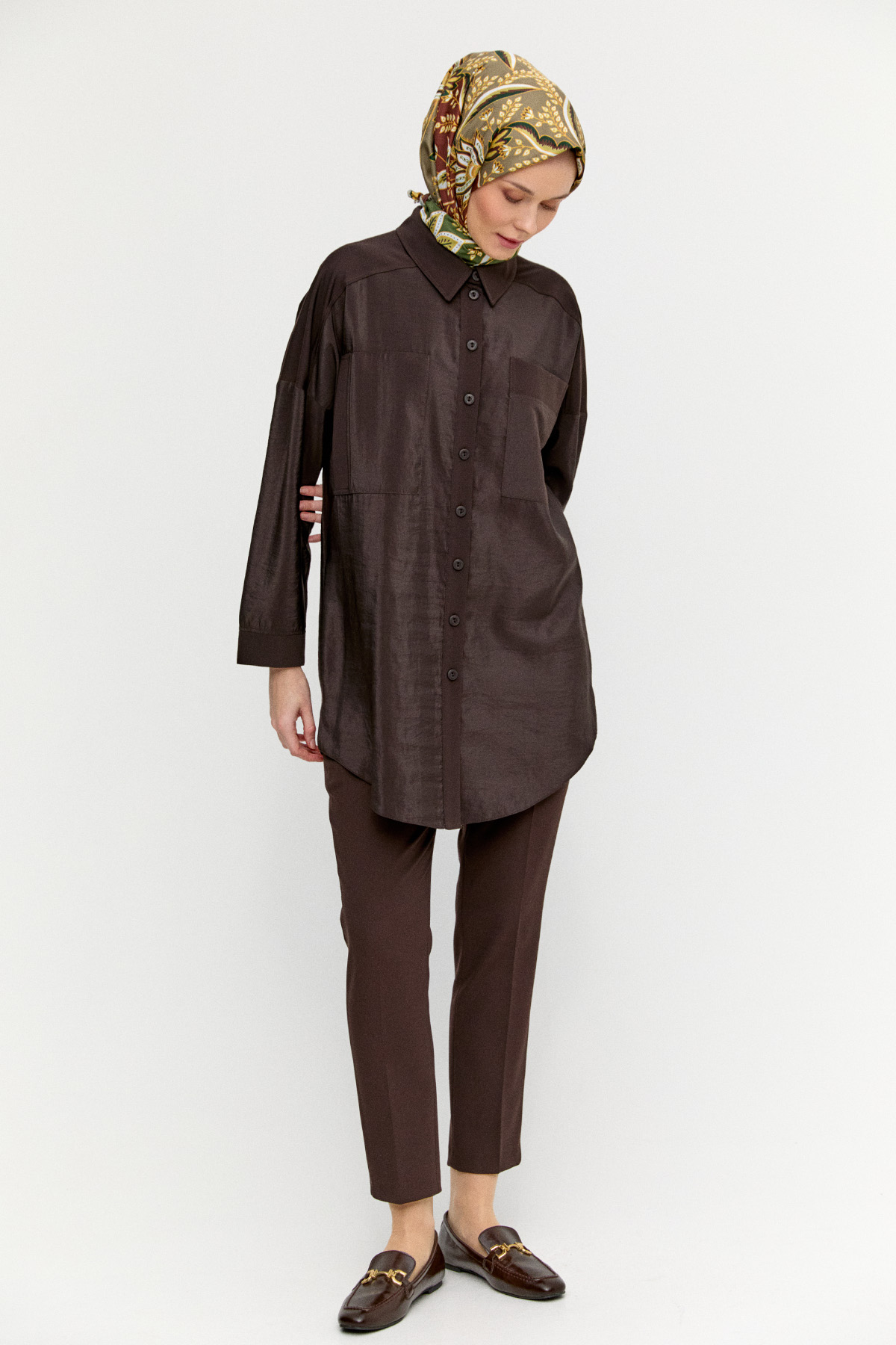 Yüksek Bel Dar Paça Şık Kumaş Pantolon, Tesettür Giyim