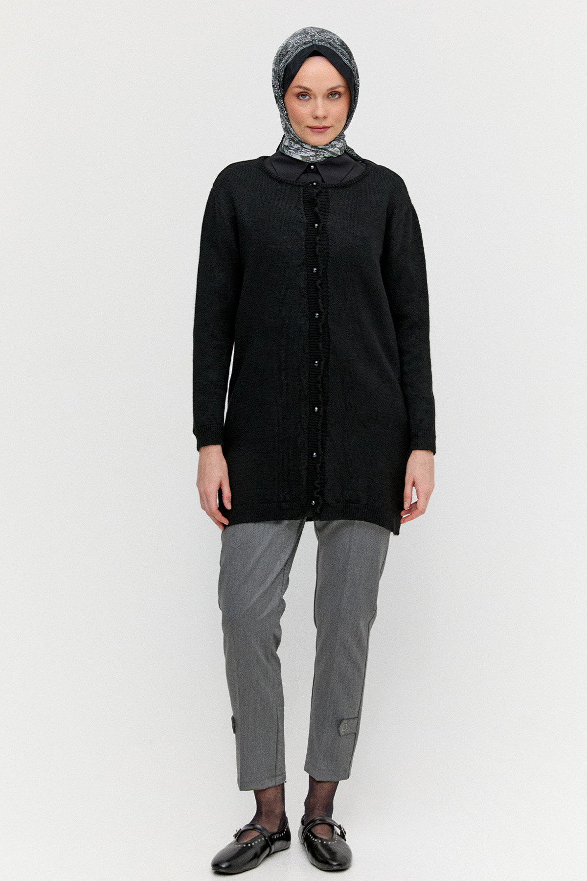 Kuşgözü Detaylı Dar Paça Pantolon, Tesettür Giyim