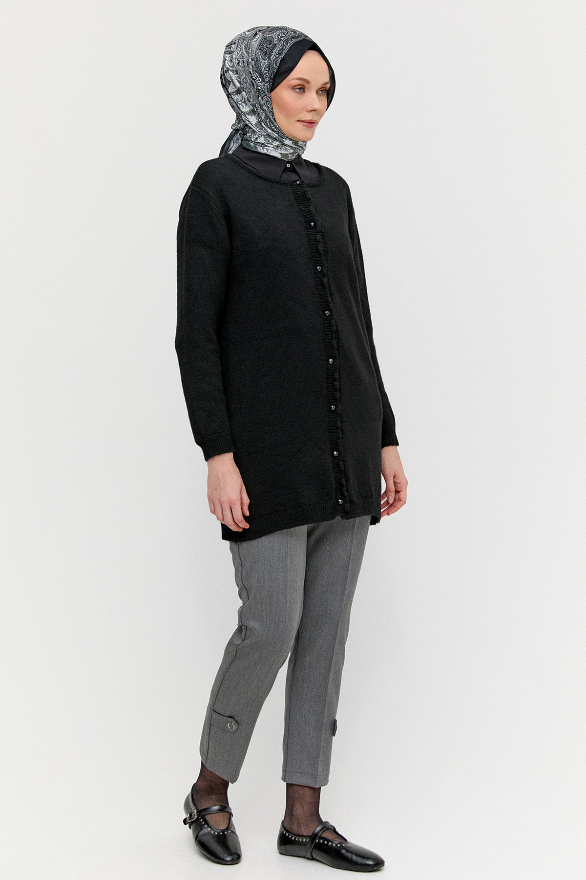 Kuşgözü Detaylı Dar Paça Pantolon, Tesettür Giyim