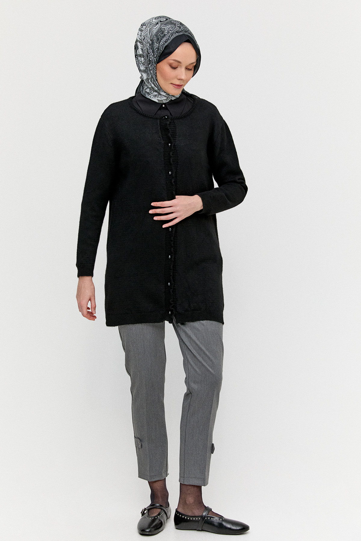 Kuşgözü Detaylı Dar Paça Pantolon, Tesettür Giyim