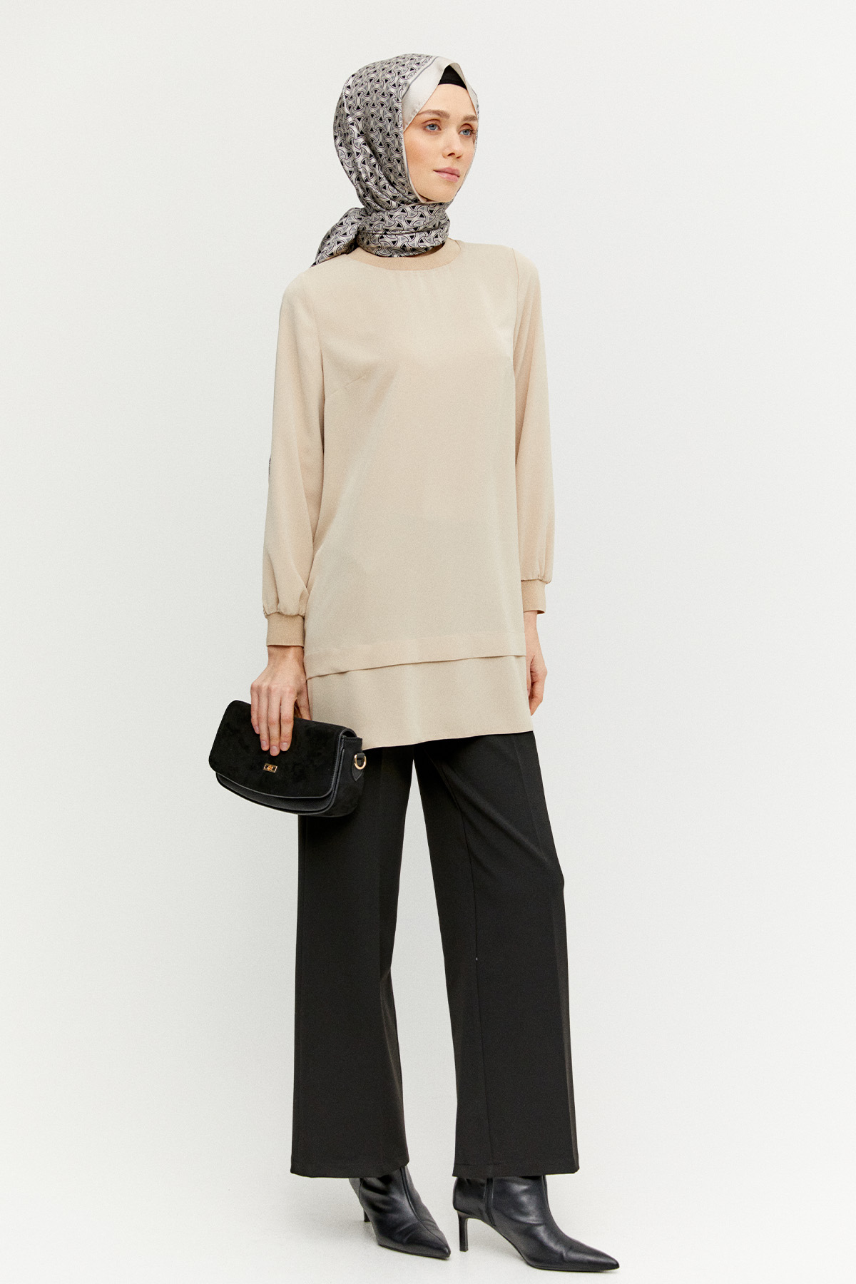 Korsajlı Geniş Paça Pantolon