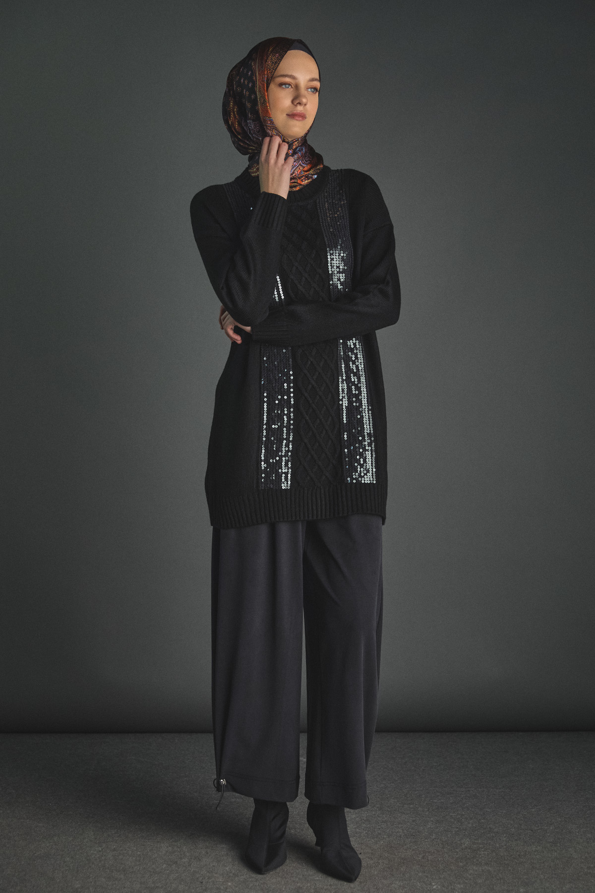 Stoper Detaylı Rahat Kesim Pantolon