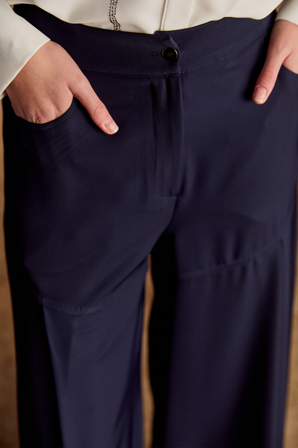 Geniş Paça Robalı Krep Pantolon