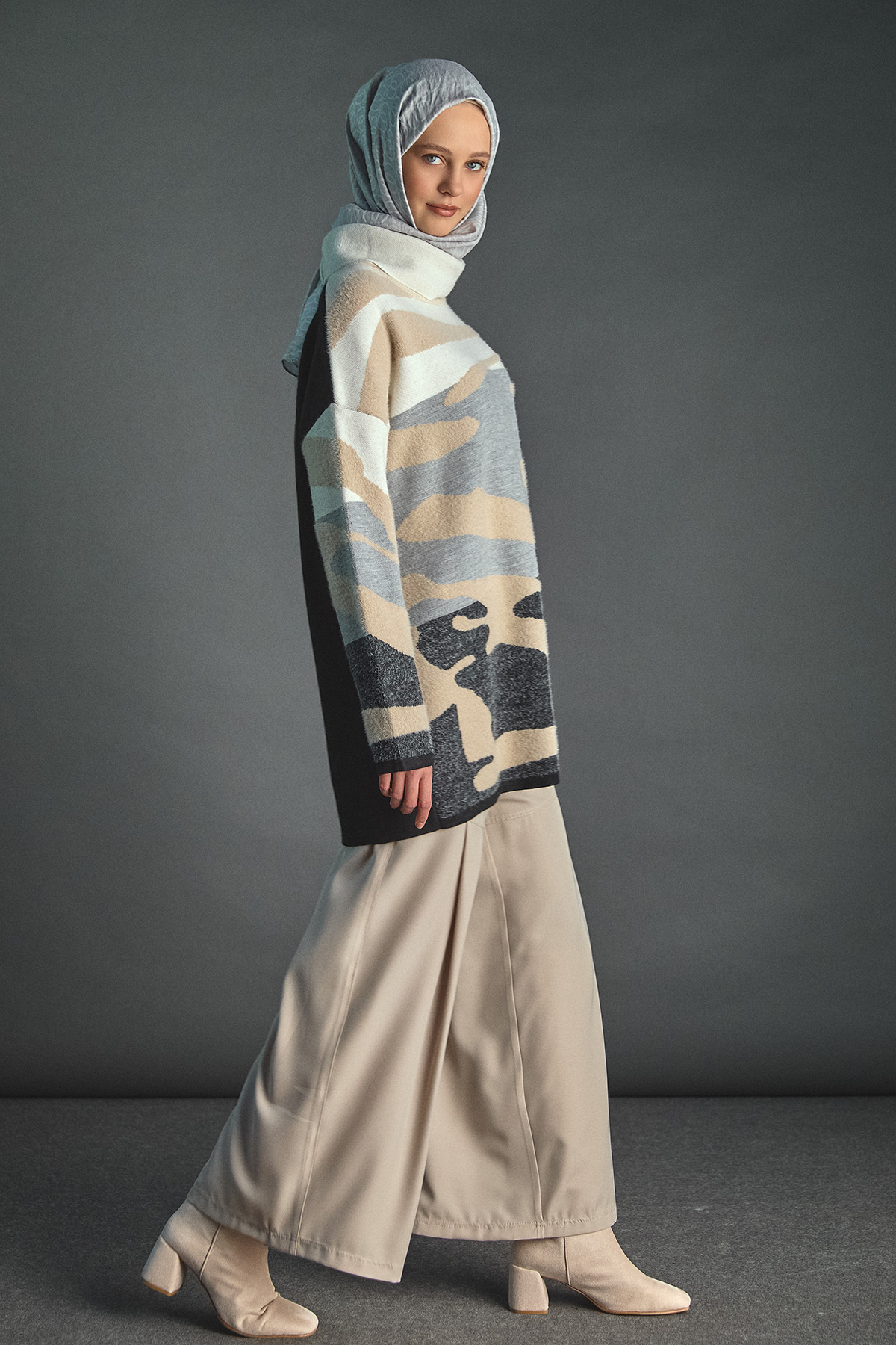 Geniş Paça Robalı Krep Pantolon