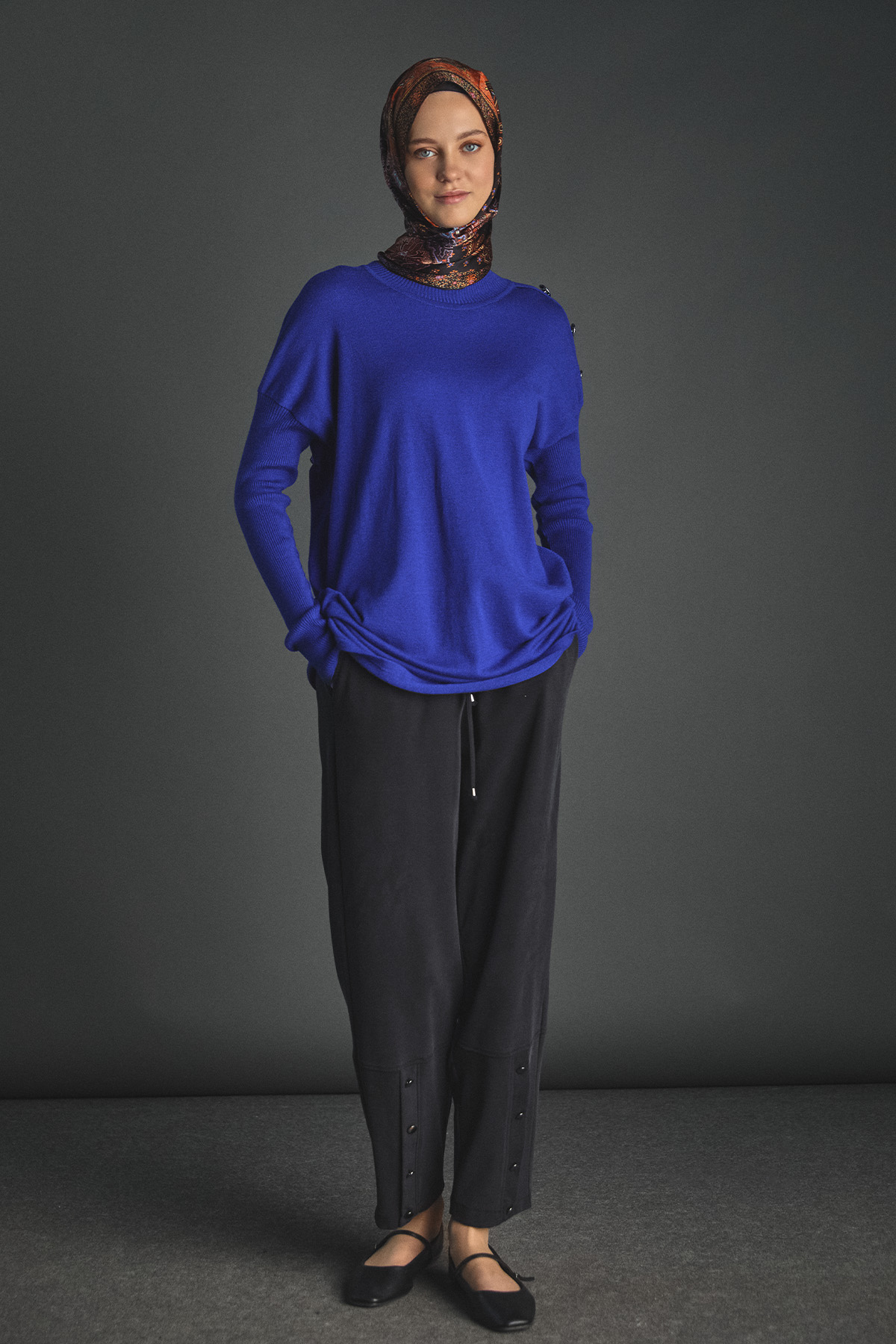 Süs Düğmeli Spor Pantolon