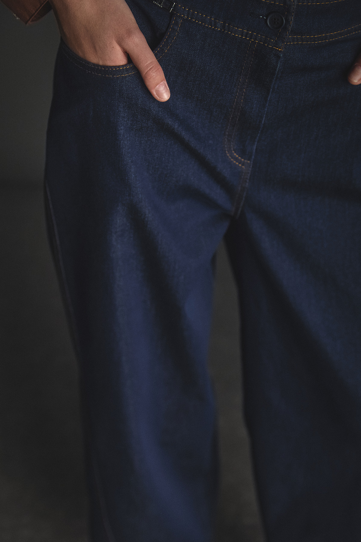 Yüksek Bel Bol Paça Denim Pantolon