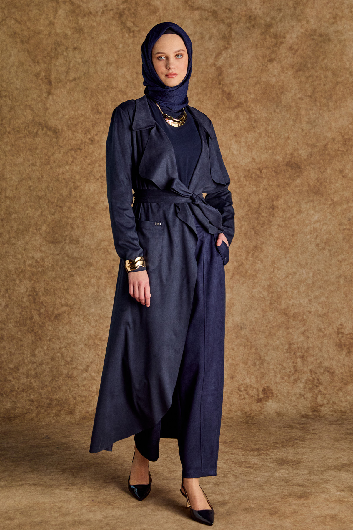 Nervürlü Şalvar Kesim Süet Pantolon