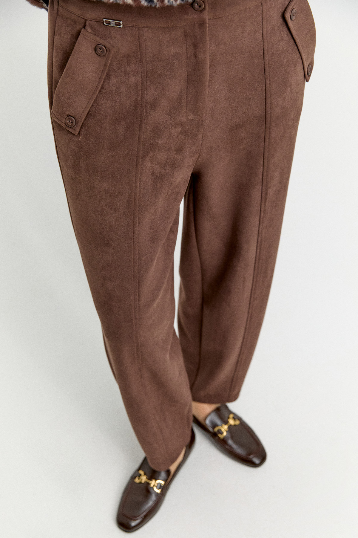 Nervürlü Şalvar Kesim Süet Pantolon, Tesettür Giyim