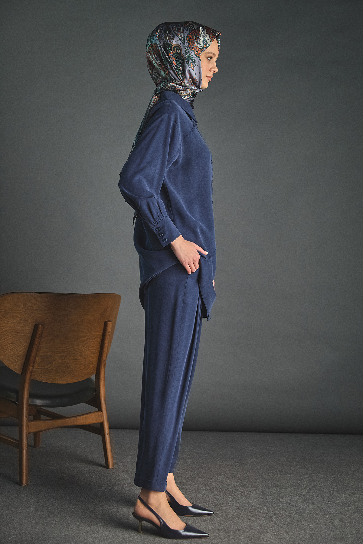 Pilikaşe Detaylı Lyocell Pantolon