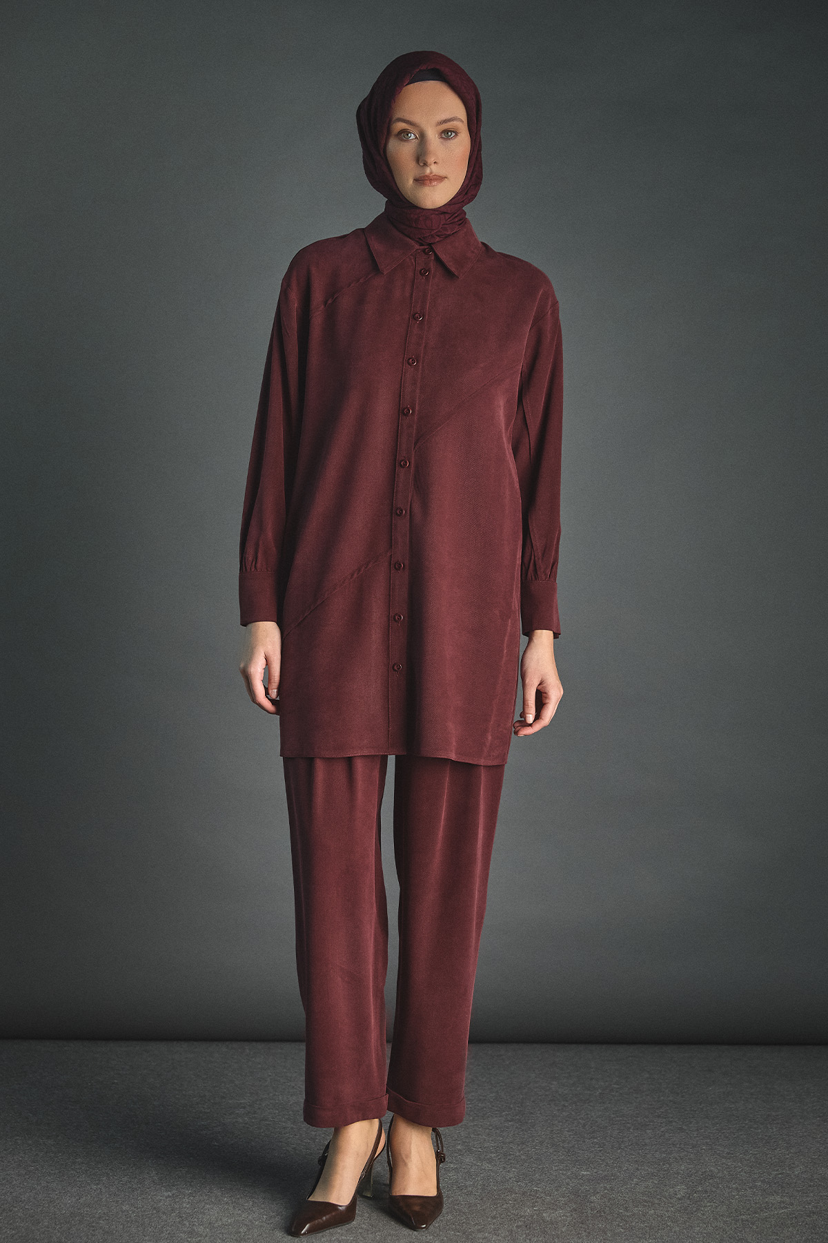 Pilikaşe Detaylı Lyocell Pantolon