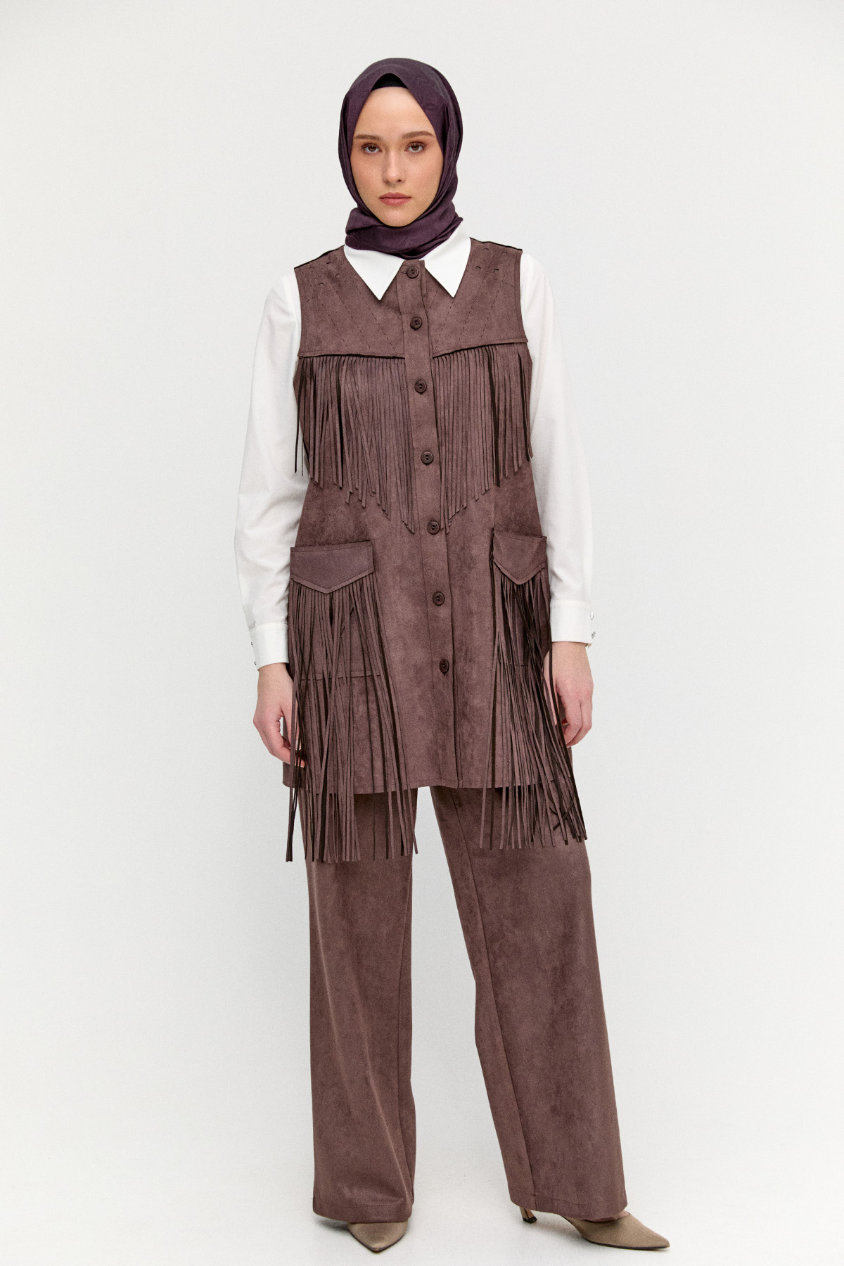 Süet Boru Paça Pantolon, Tesettür Giyim