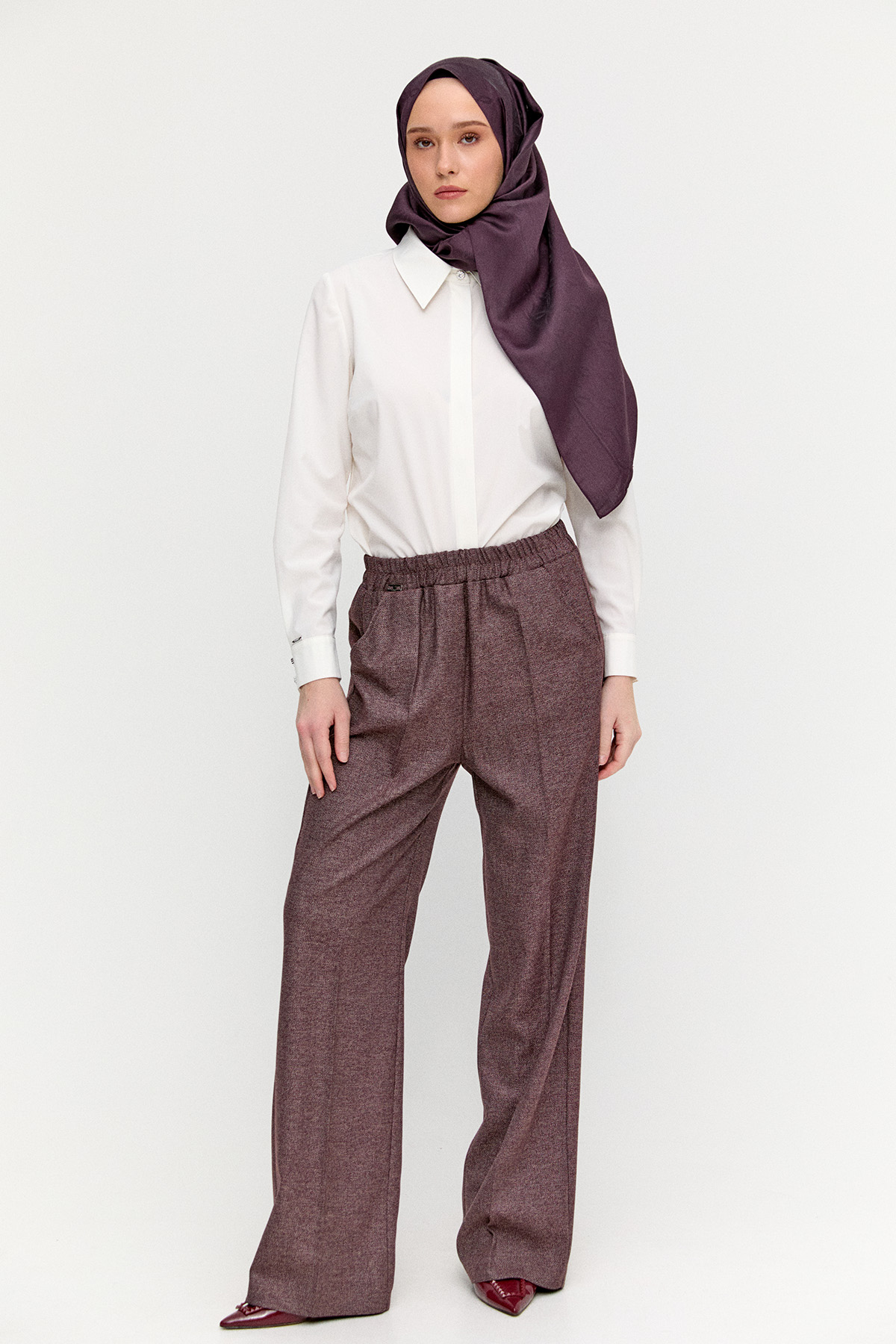 Beli Lastikli Boru Paça Pantolon, Tesettür Giyim