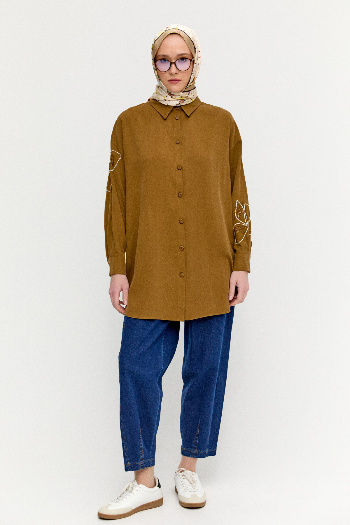 Yüksek Bel Barrel Fit Pantolon, Tesettür Giyim