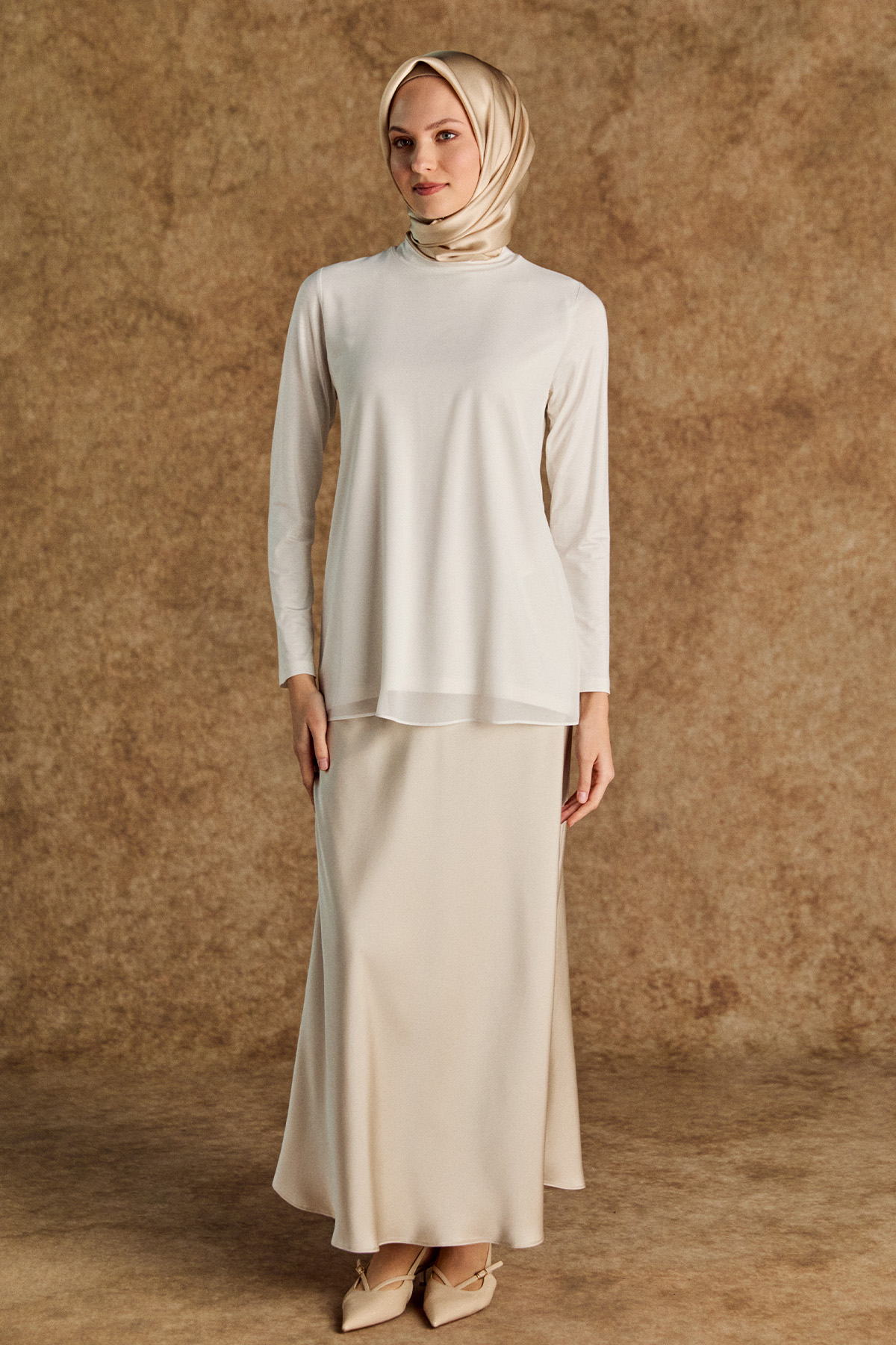 Şifon Detaylı Penye Bluz