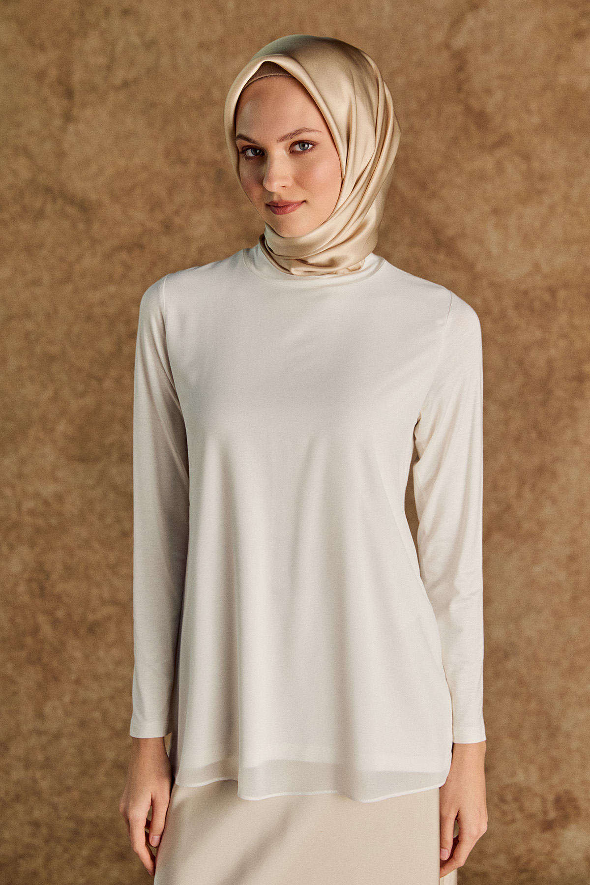 Şifon Detaylı Penye Bluz