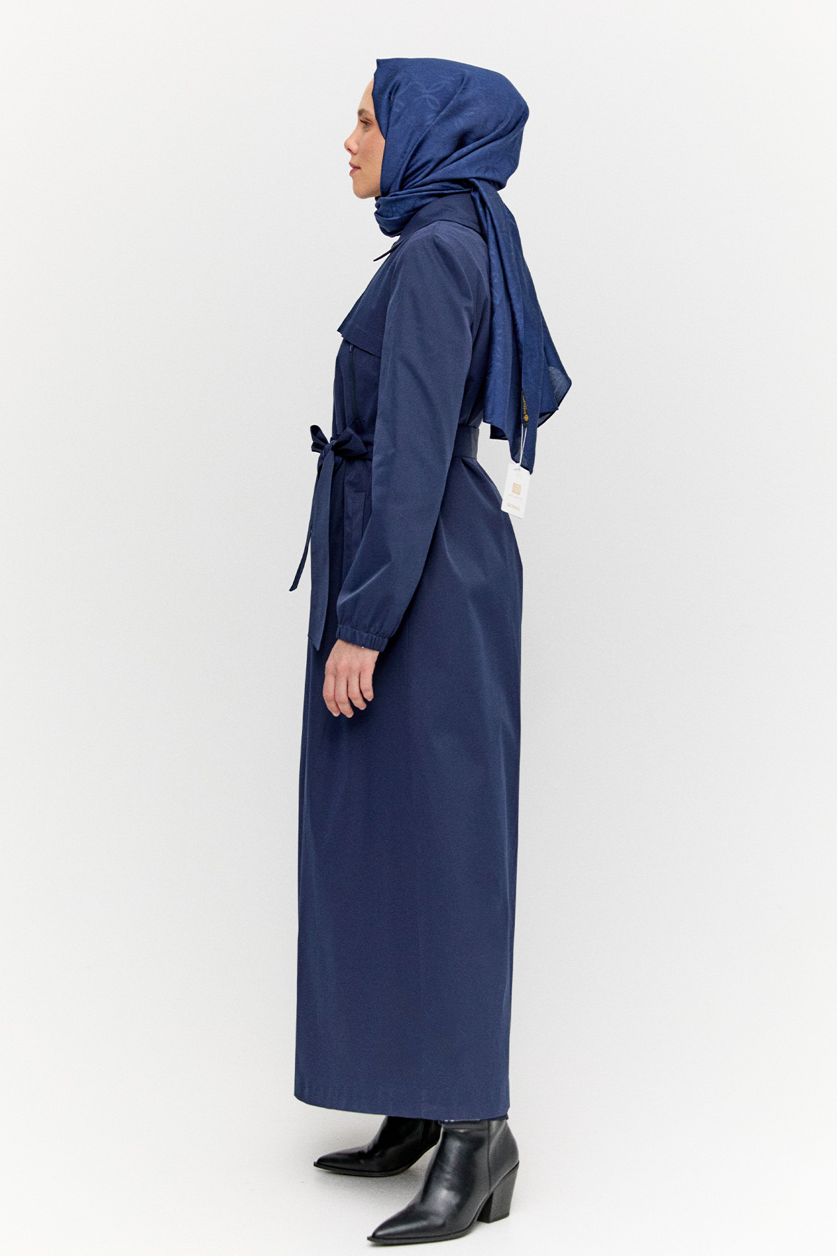 Astarı Desenli Dokuma Pardesü, Tesettür Giyim