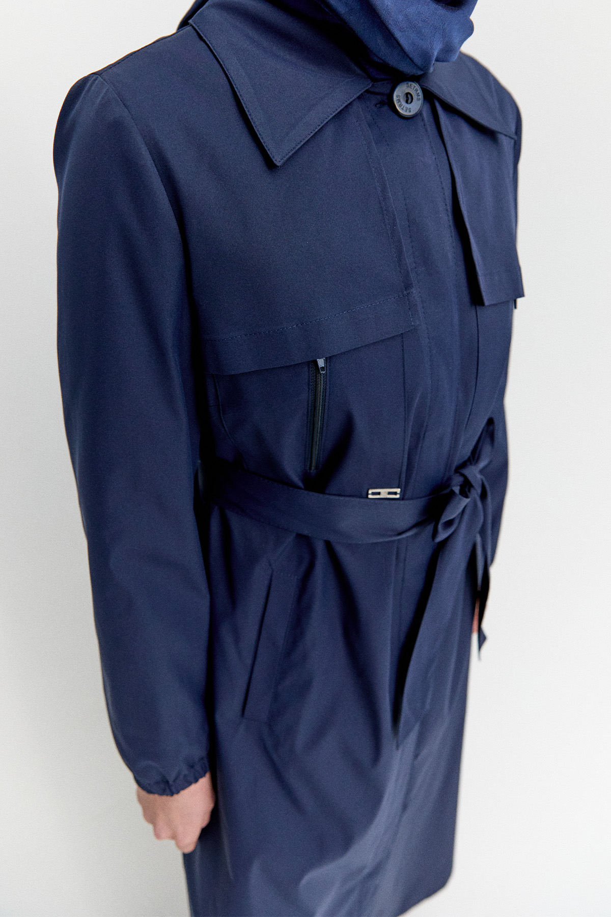 Astarı Desenli Dokuma Pardesü, Tesettür Giyim