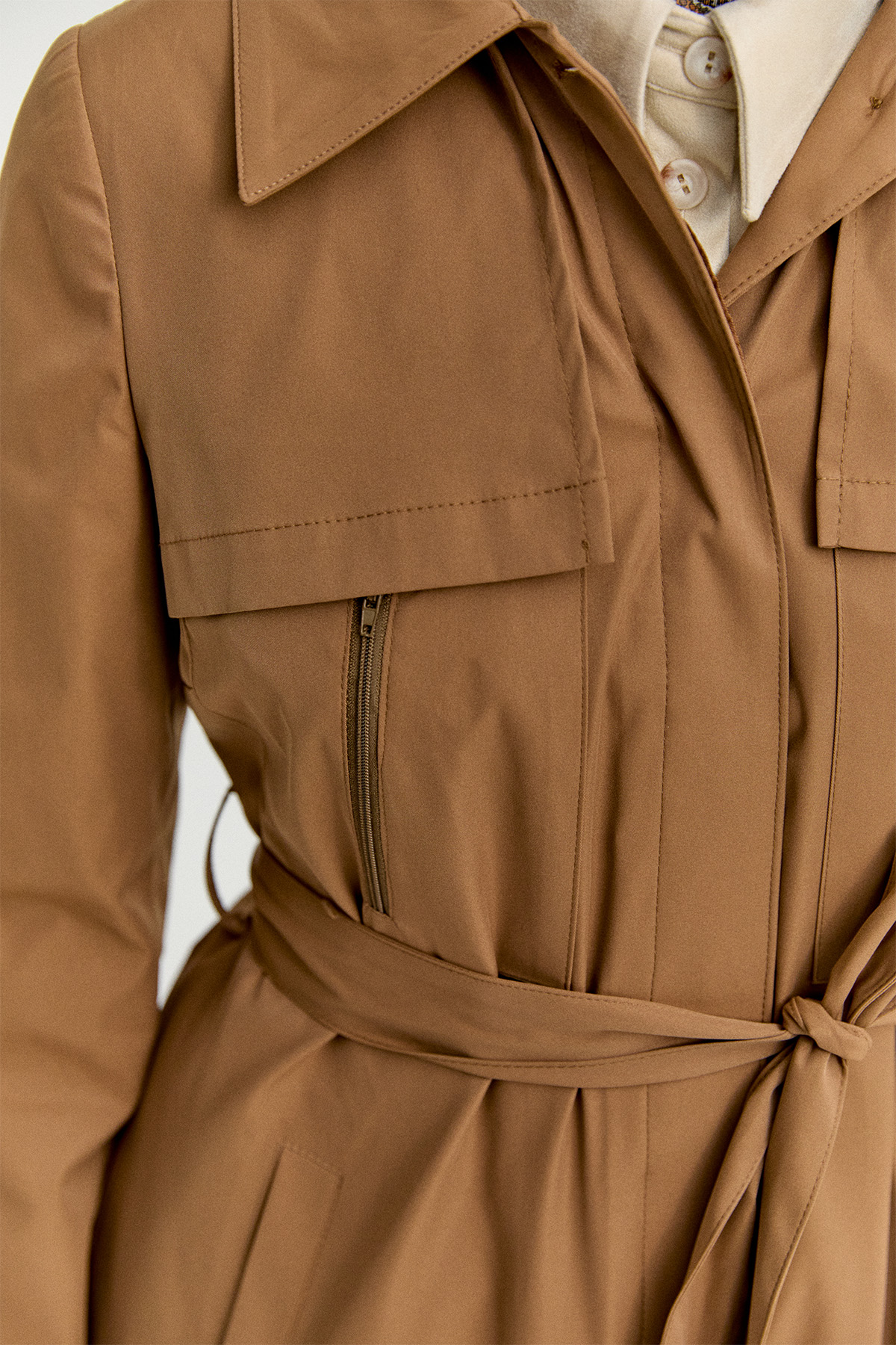 Astarı Desenli Dokuma Pardesü, Tesettür Giyim