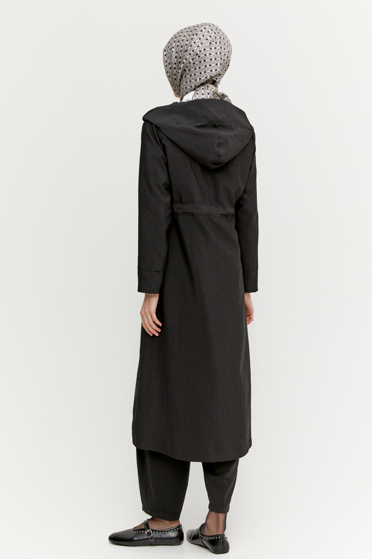 Kapüşonlu Kuşaklı Cepli Pardösü