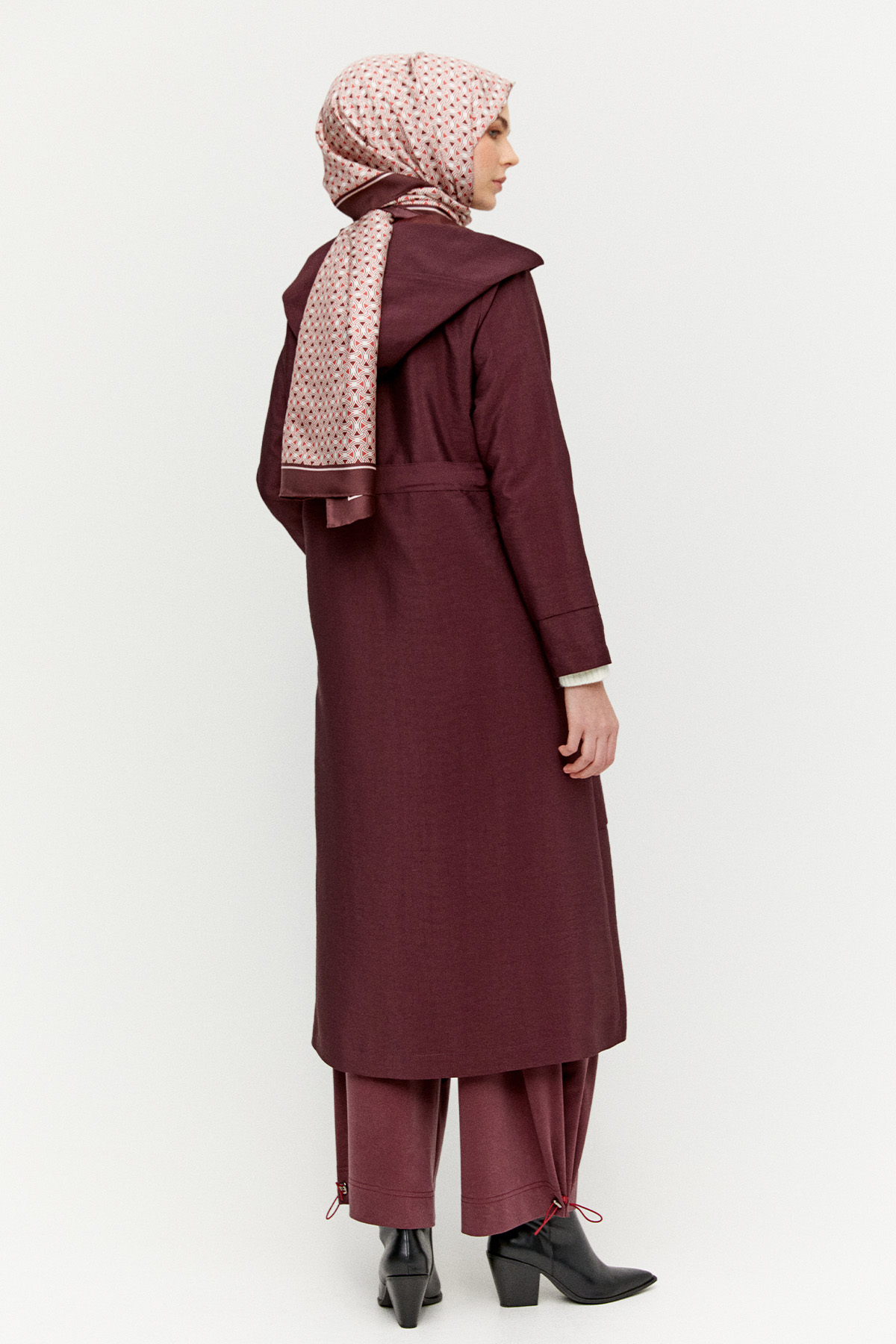 Kapüşonlu Kuşaklı Cepli Pardösü