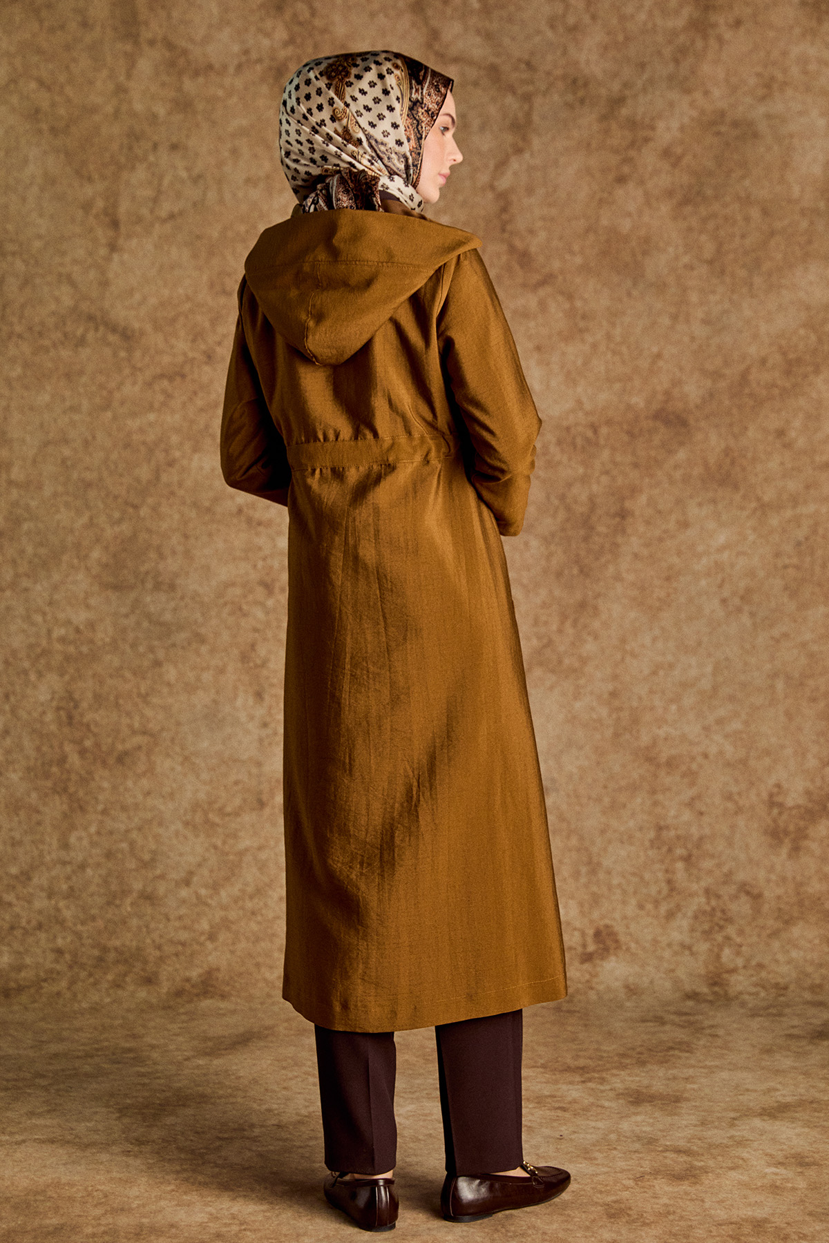 Kapüşonlu Kuşaklı Cepli Pardösü