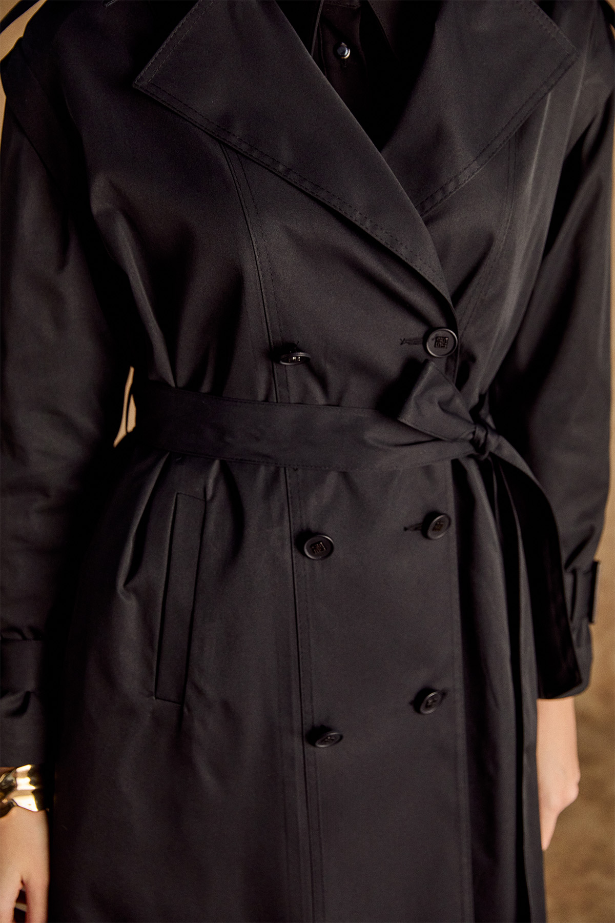 Kruvaze Kapamalı Kuşaklı Pardesü