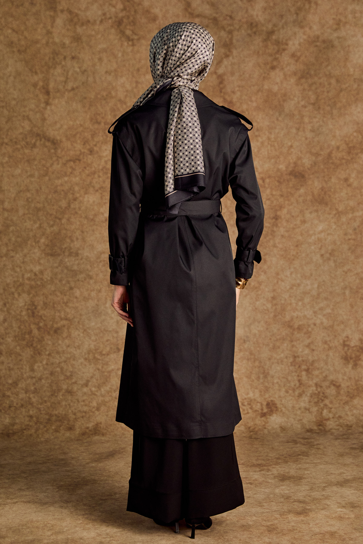 Kruvaze Kapamalı Kuşaklı Pardesü