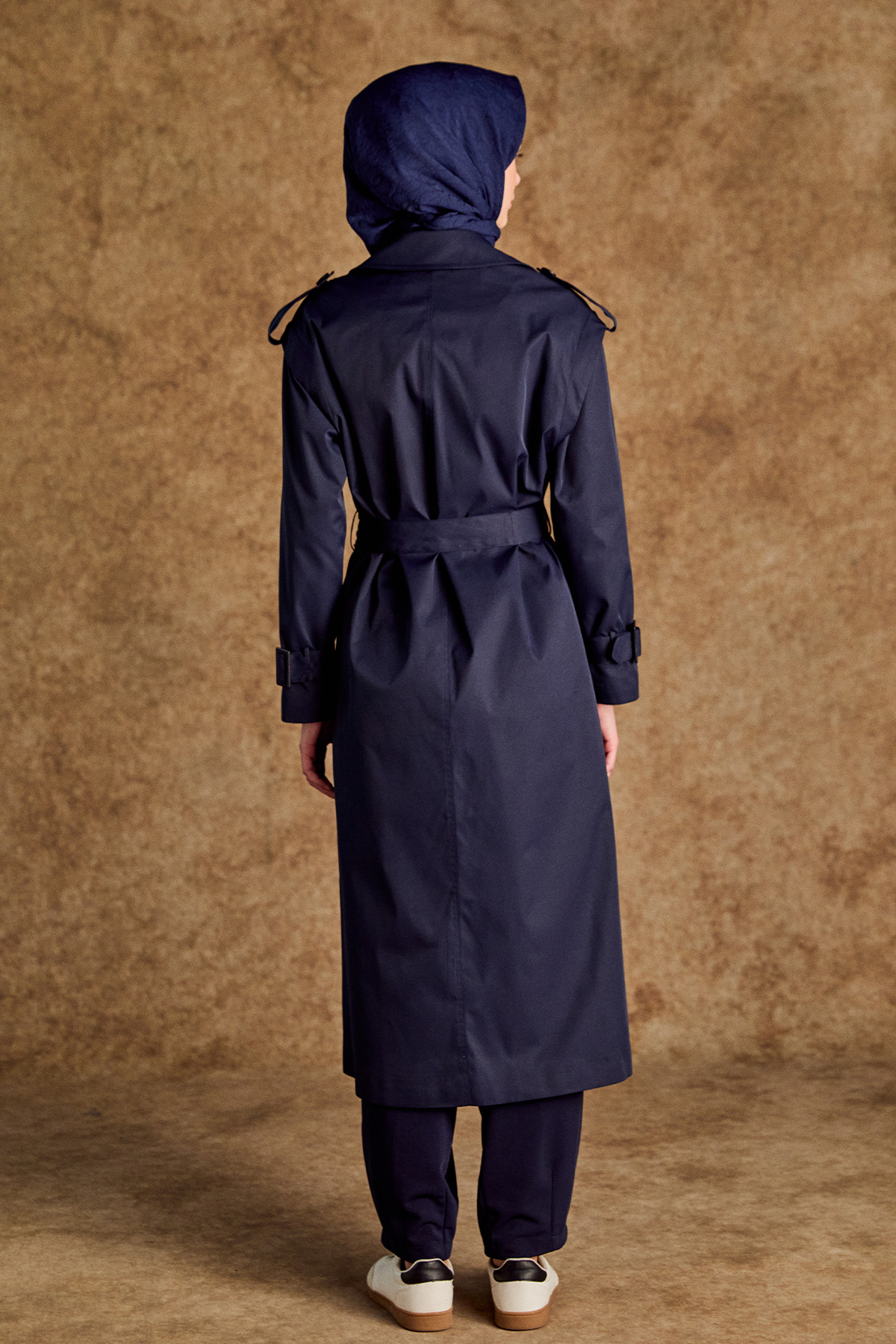 Kruvaze Kapamalı Kuşaklı Pardesü