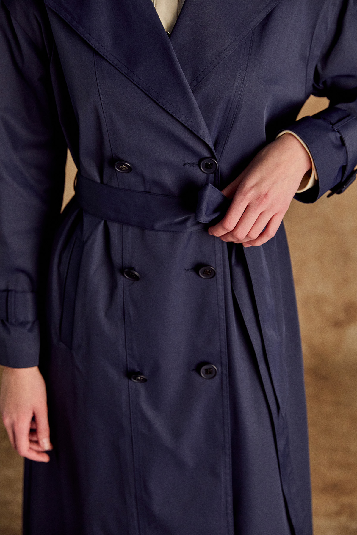 Kruvaze Kapamalı Kuşaklı Pardesü