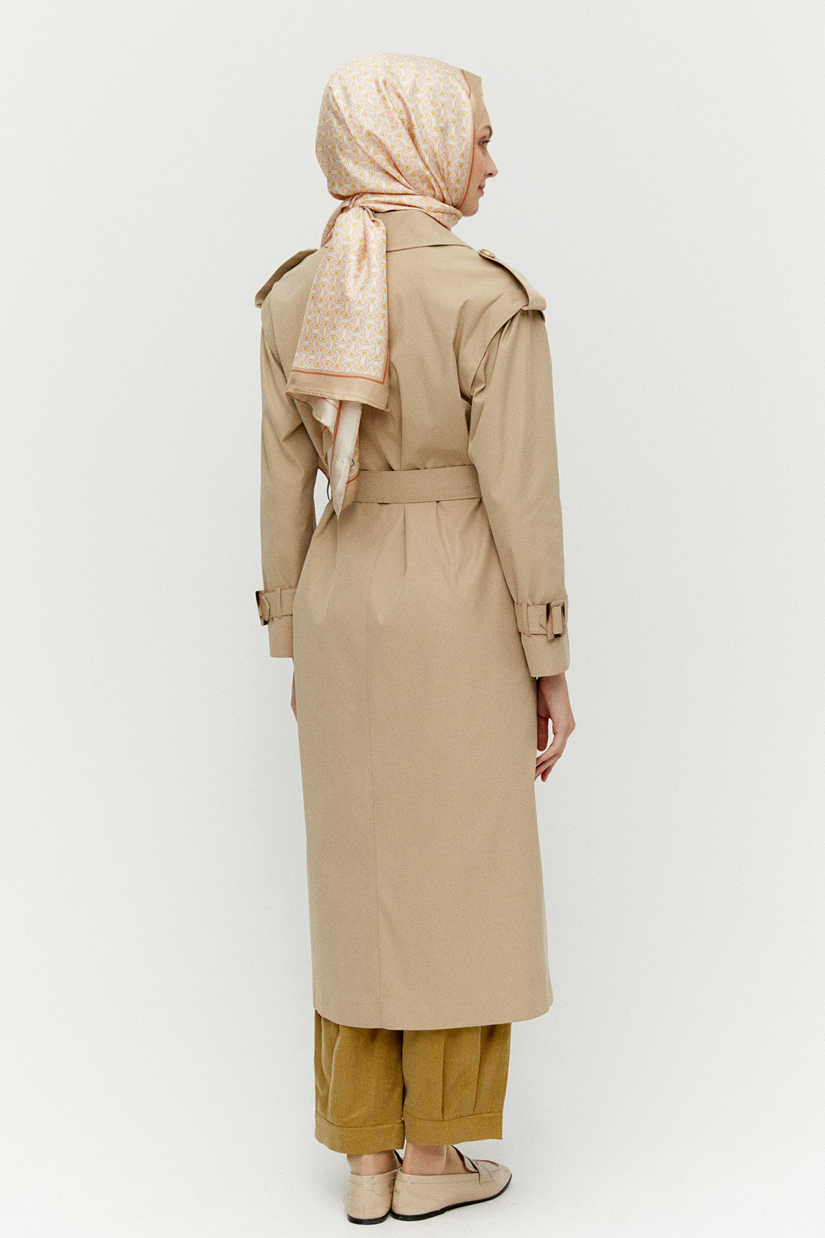 Kruvaze Kapamalı Kuşaklı Pardesü